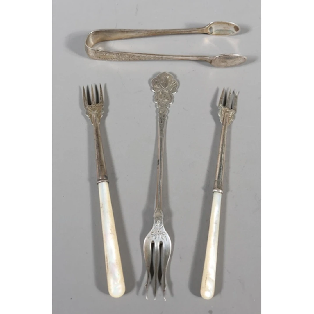 Antique silver pickle fork by Hilliard & Thomason, ...