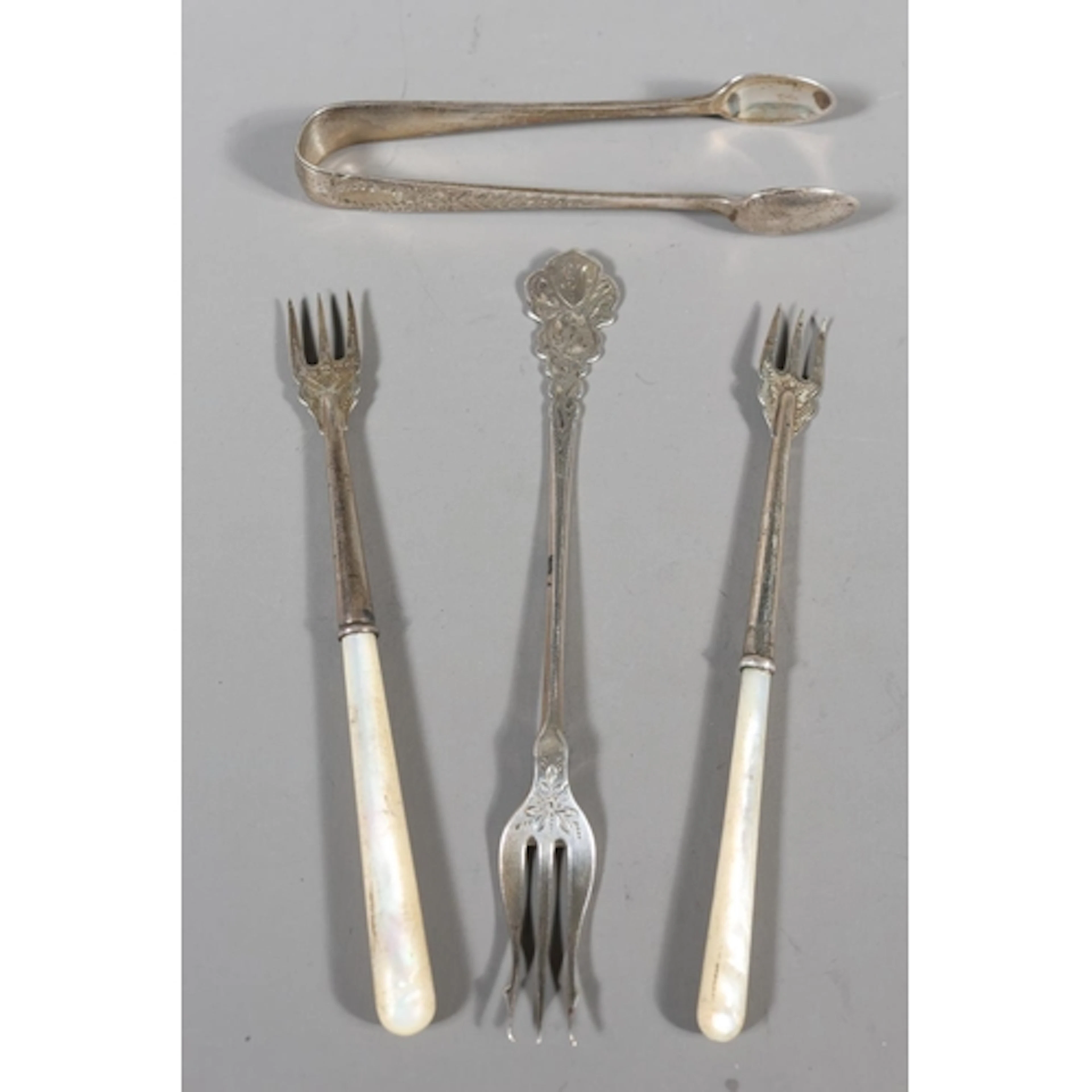 Antique silver pickle fork by Hilliard & Thomason, ...