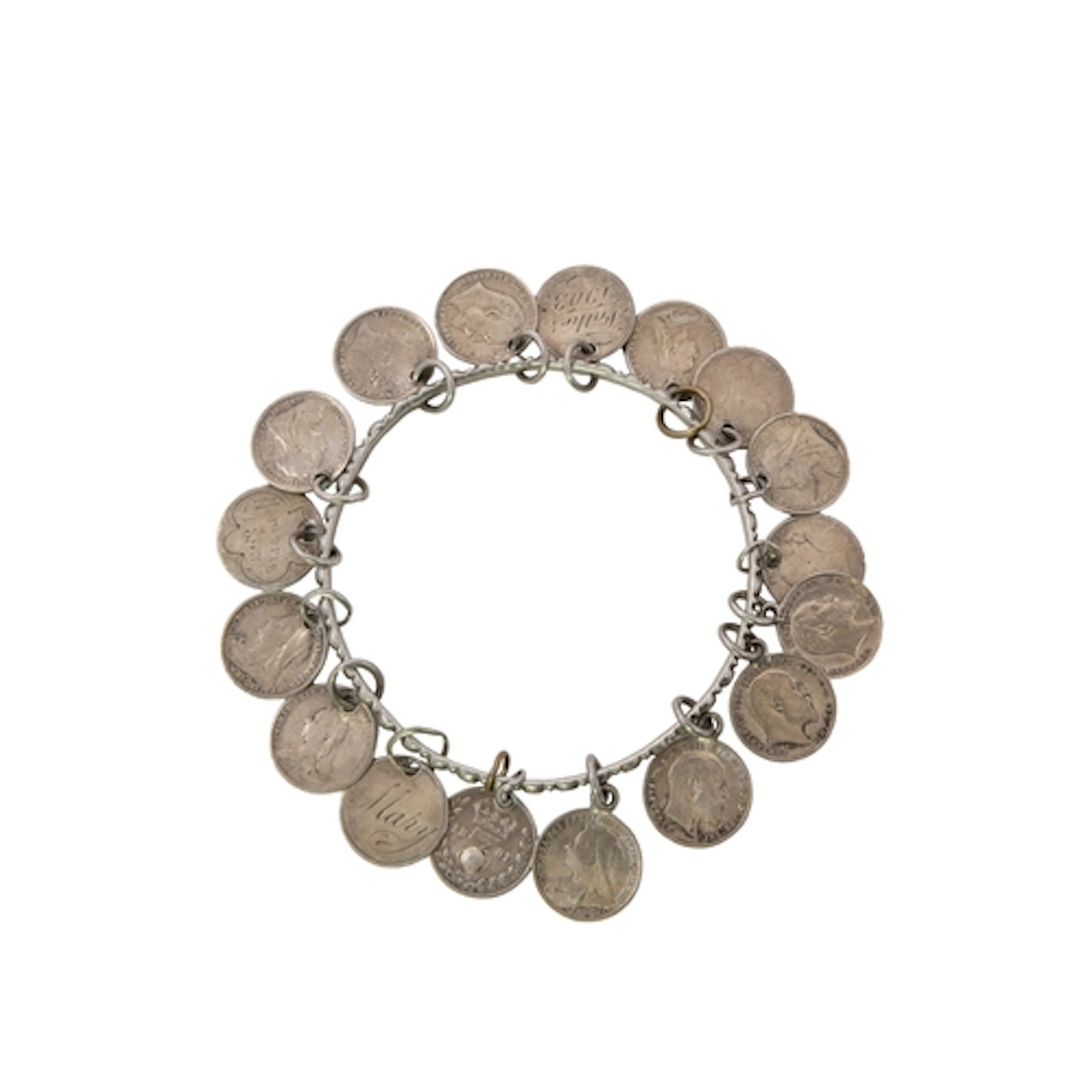 A silver bracelet, with undiscernible marks, possibly Egypti...