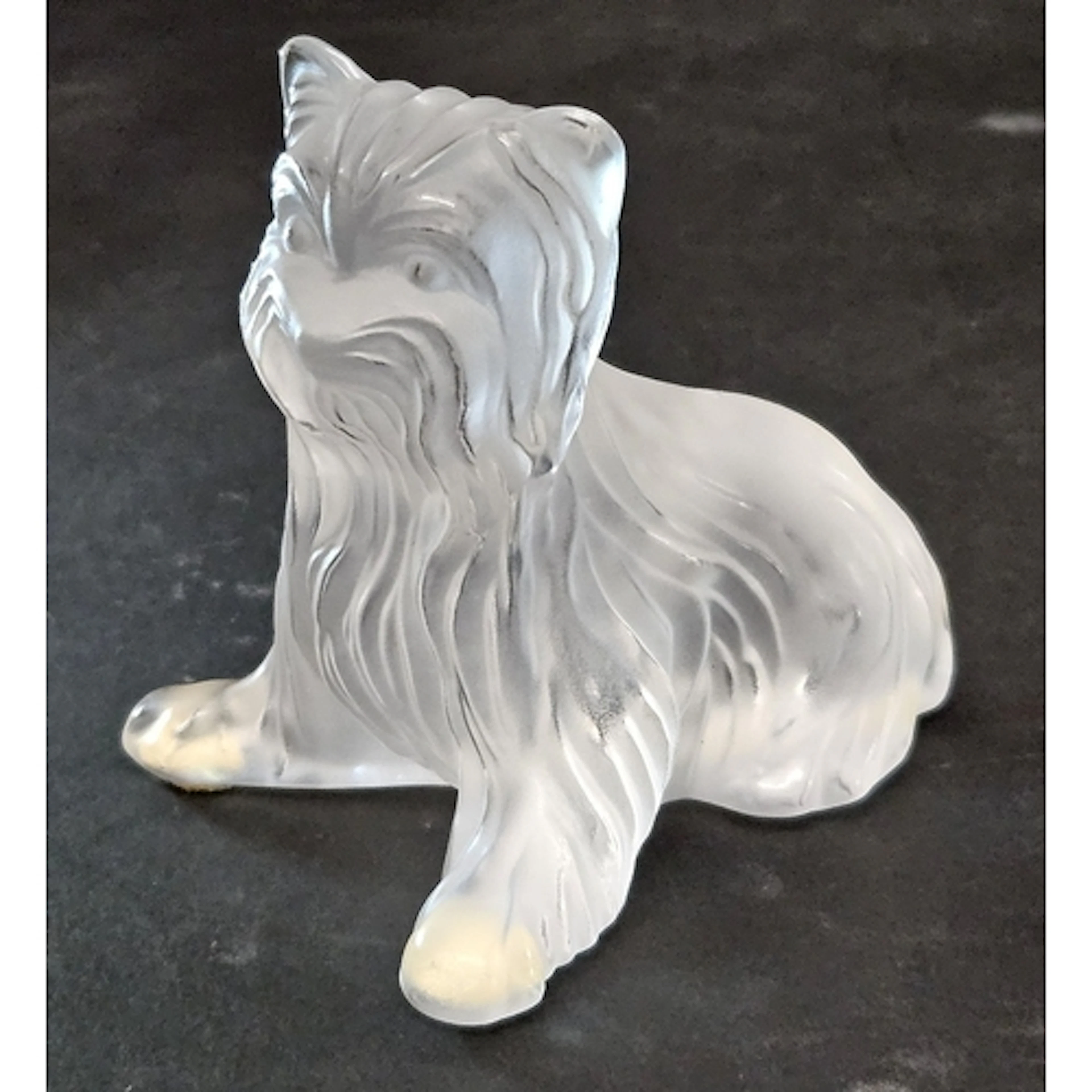 Signed Lalique Yorkshire terrier figurine approx. 9cm H