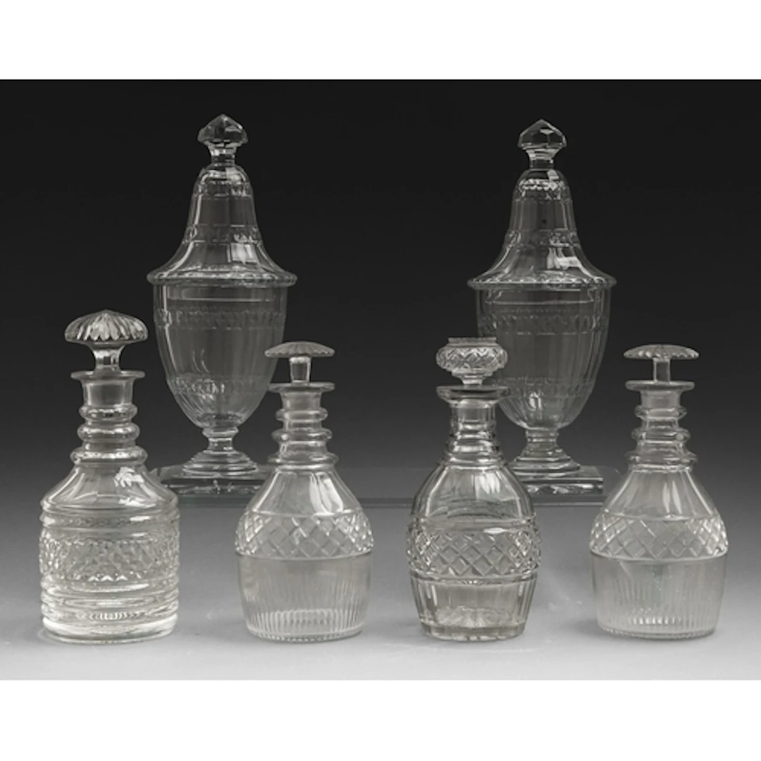 A pair of cut glass sweet meat jars and covers, late 19th/ea...