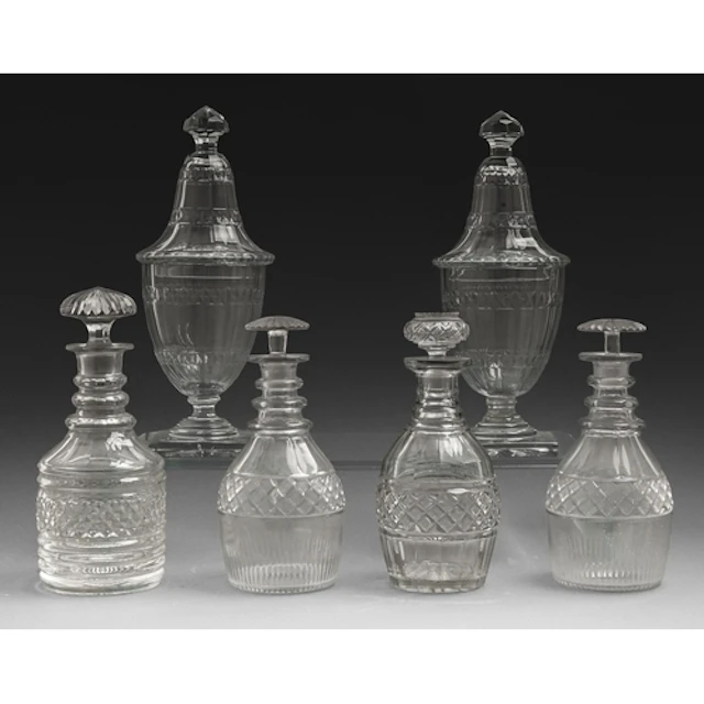 A pair of cut glass sweet meat jars and covers, late 19th/ea...