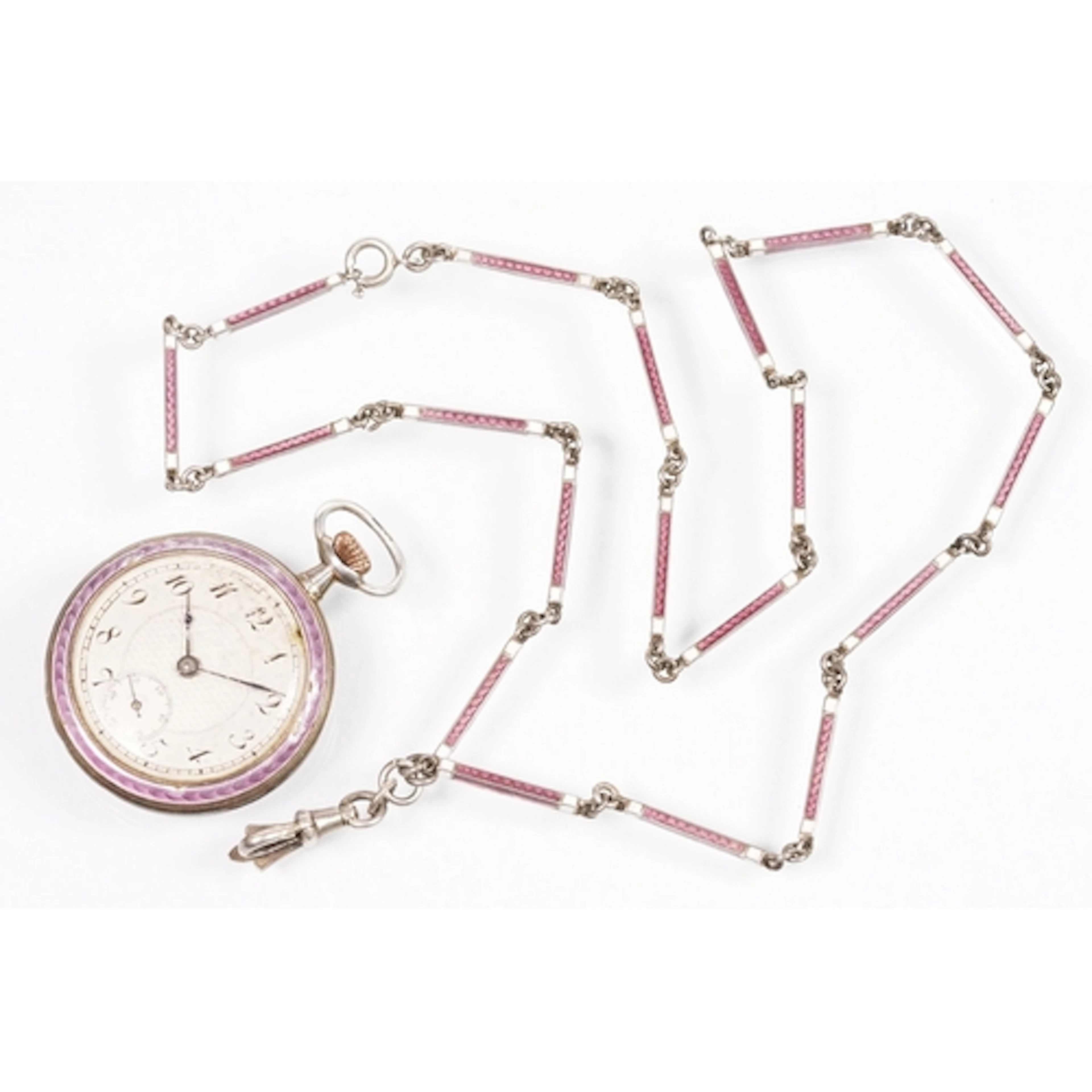 Early 20th Century silver and enamel fob watch having a mill...