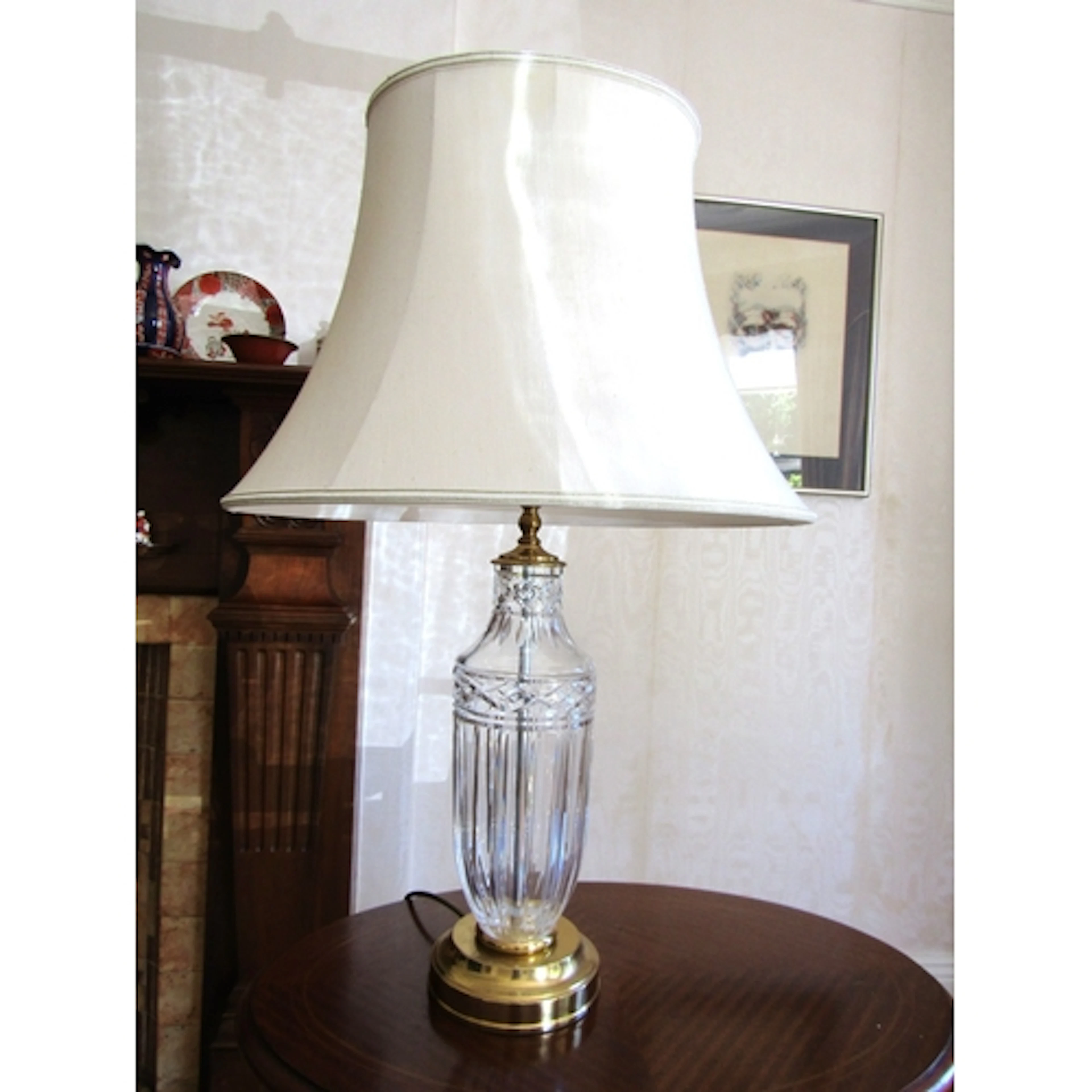 Irish Cut Crystal Table Lamp Full Size Working Order with Or...