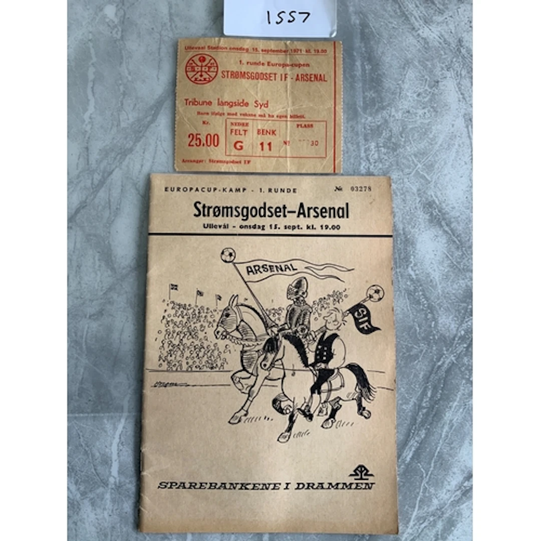 71/72 Stromsgodset v Arsenal Football Programme + Ticket: Ex...