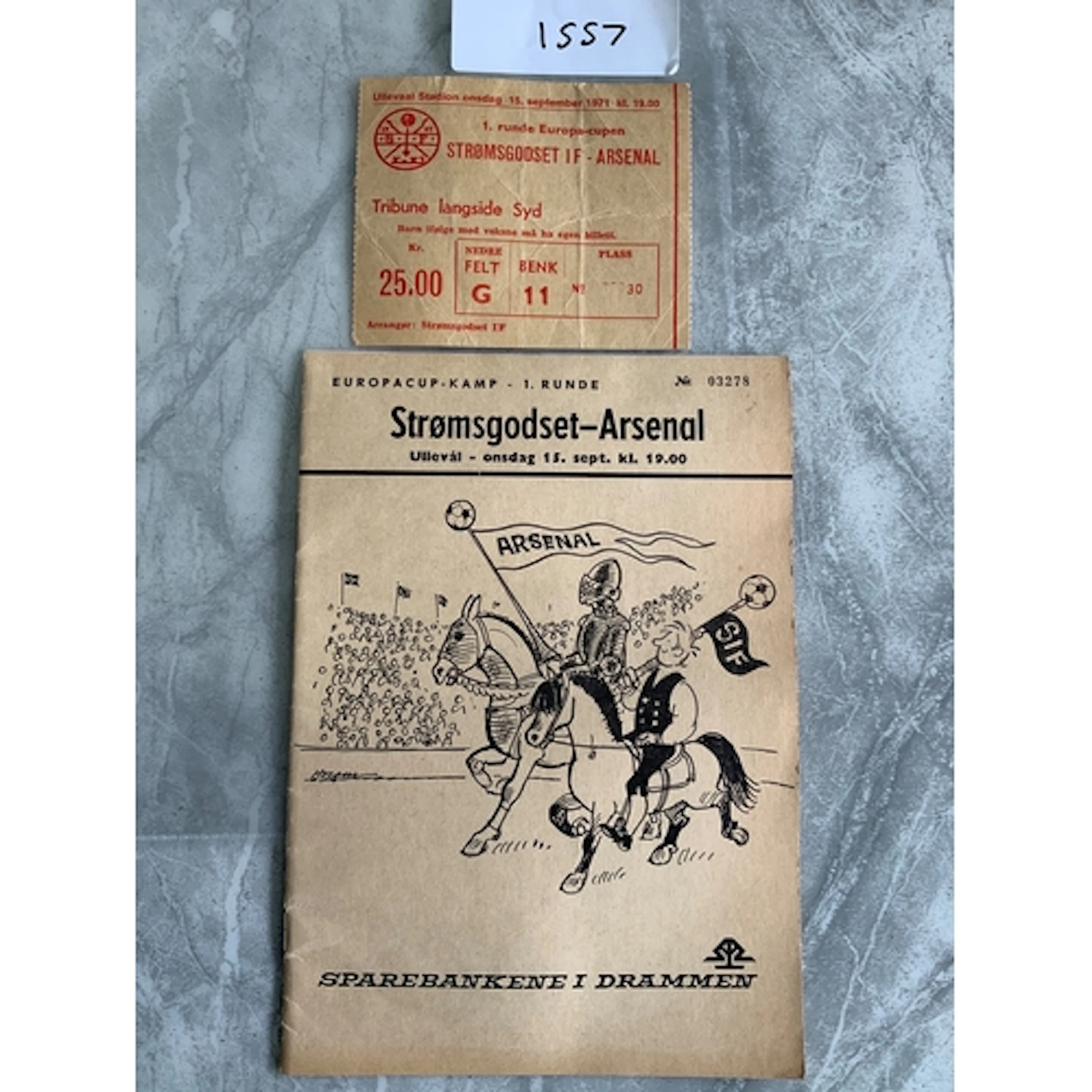 71/72 Stromsgodset v Arsenal Football Programme + Ticket: Ex...