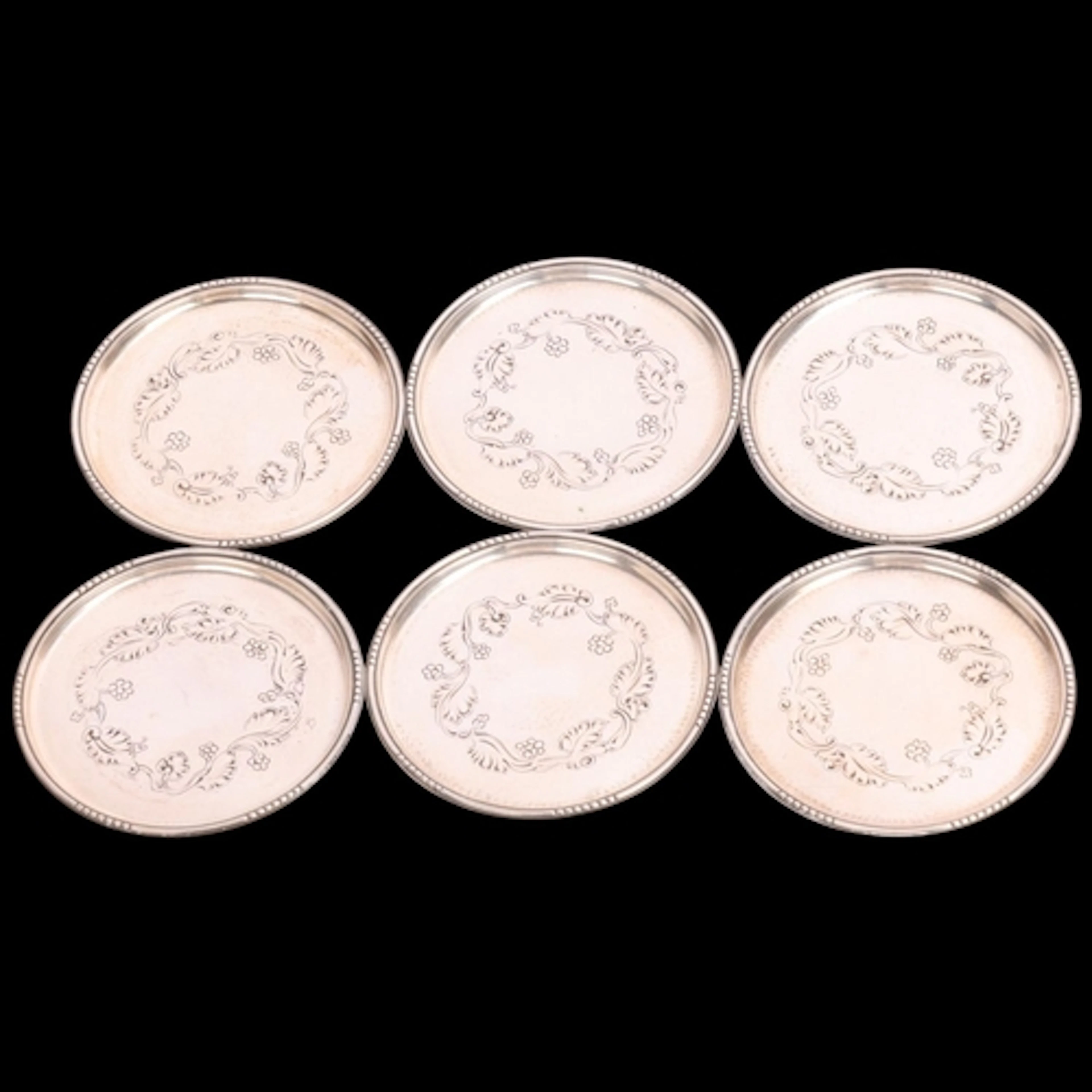 GEORG JENSEN - a set of 6 Art Nouveau style Danish sterling ...