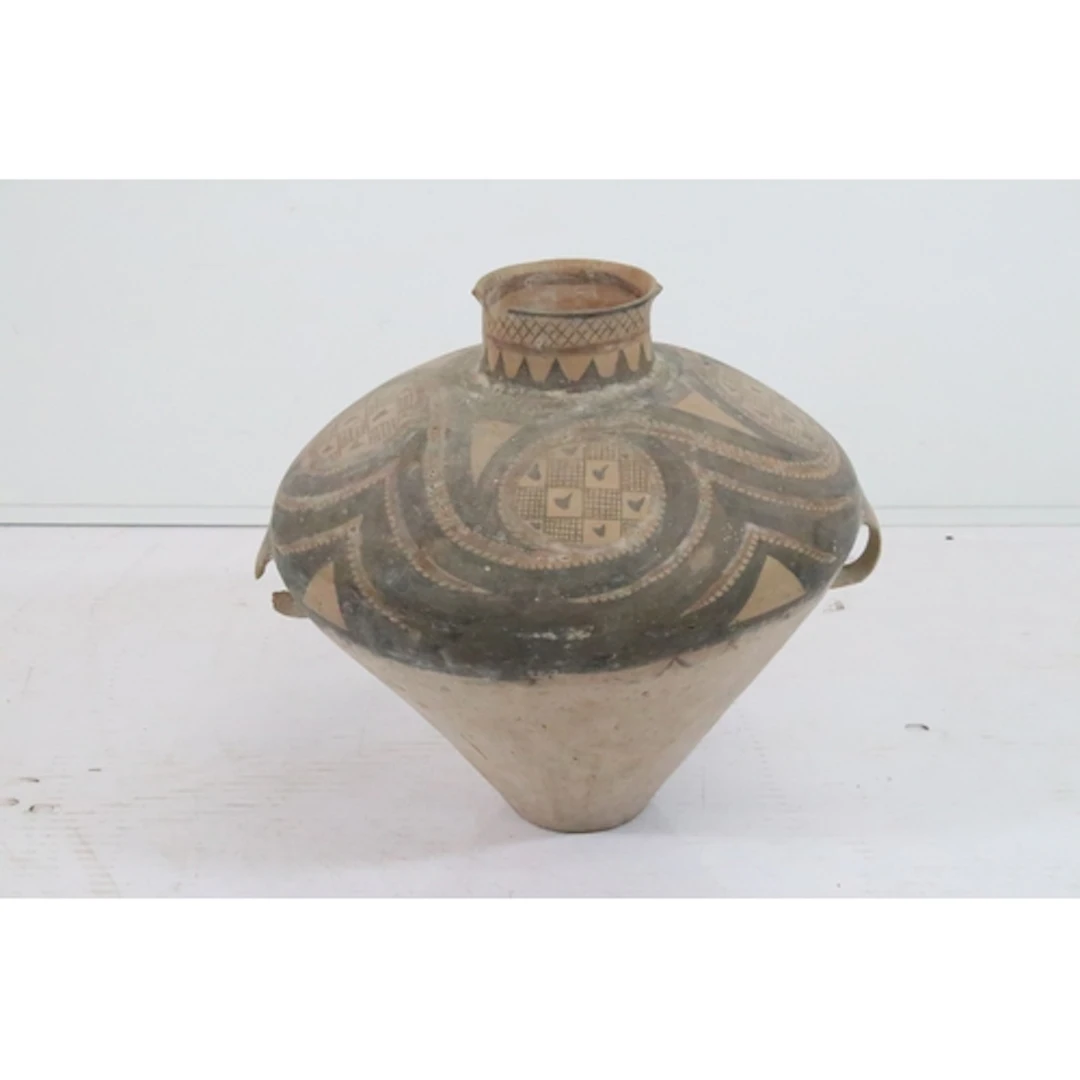 Chinese neolithic type earthenware medicinal jar, having twi...