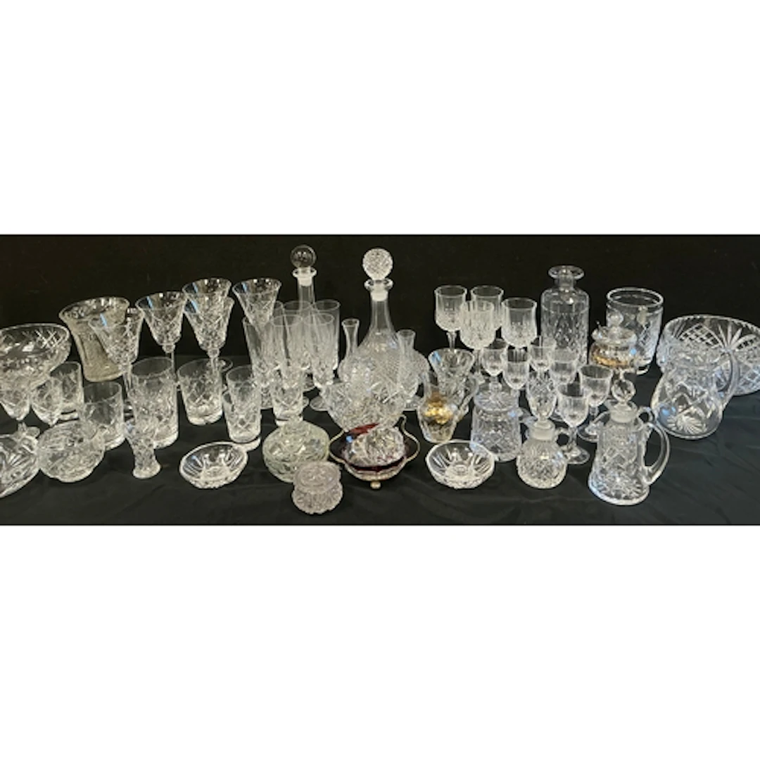 Glassware - a pressed glass ships decanter with rounded stop...