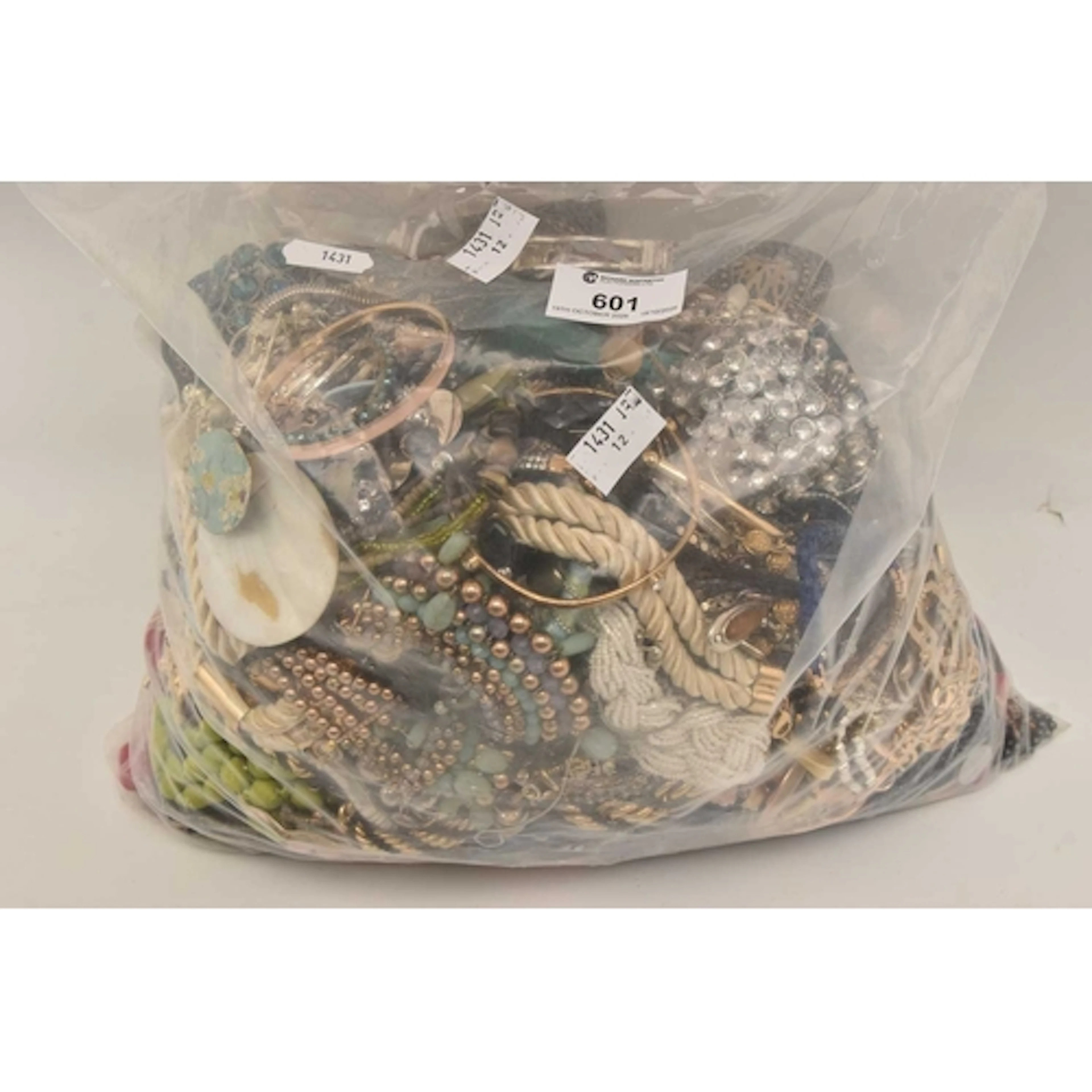 A LARGE BAG OF ASSORTED COSTUME JEWELLERY, spares, repairs, ...