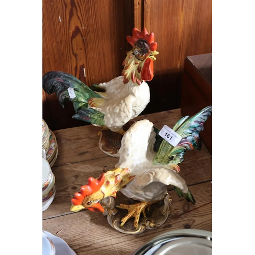Group of two decorative cockerels.