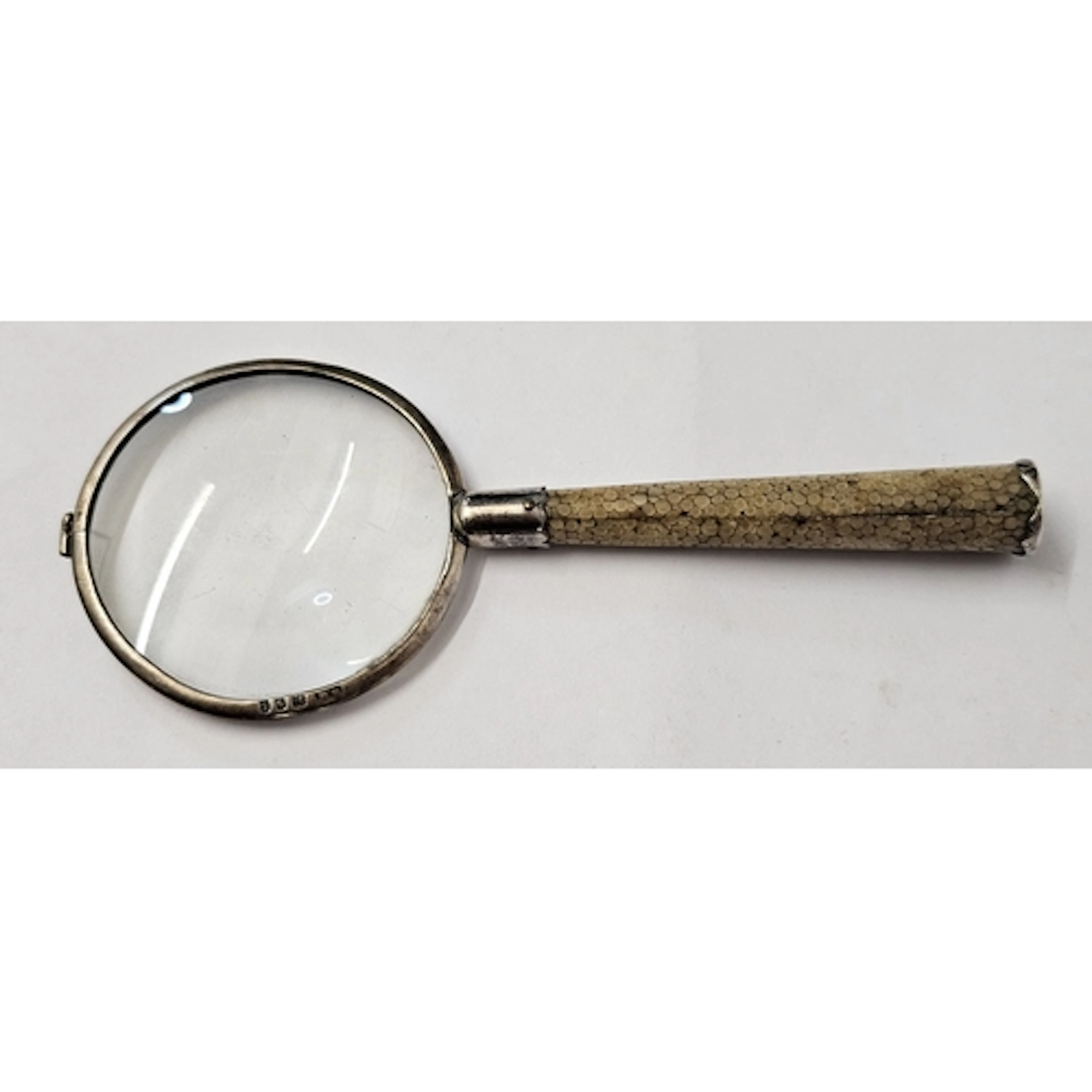 Art Deco Hallmarked Silver & Shagreen Handled Magnifying Gla...