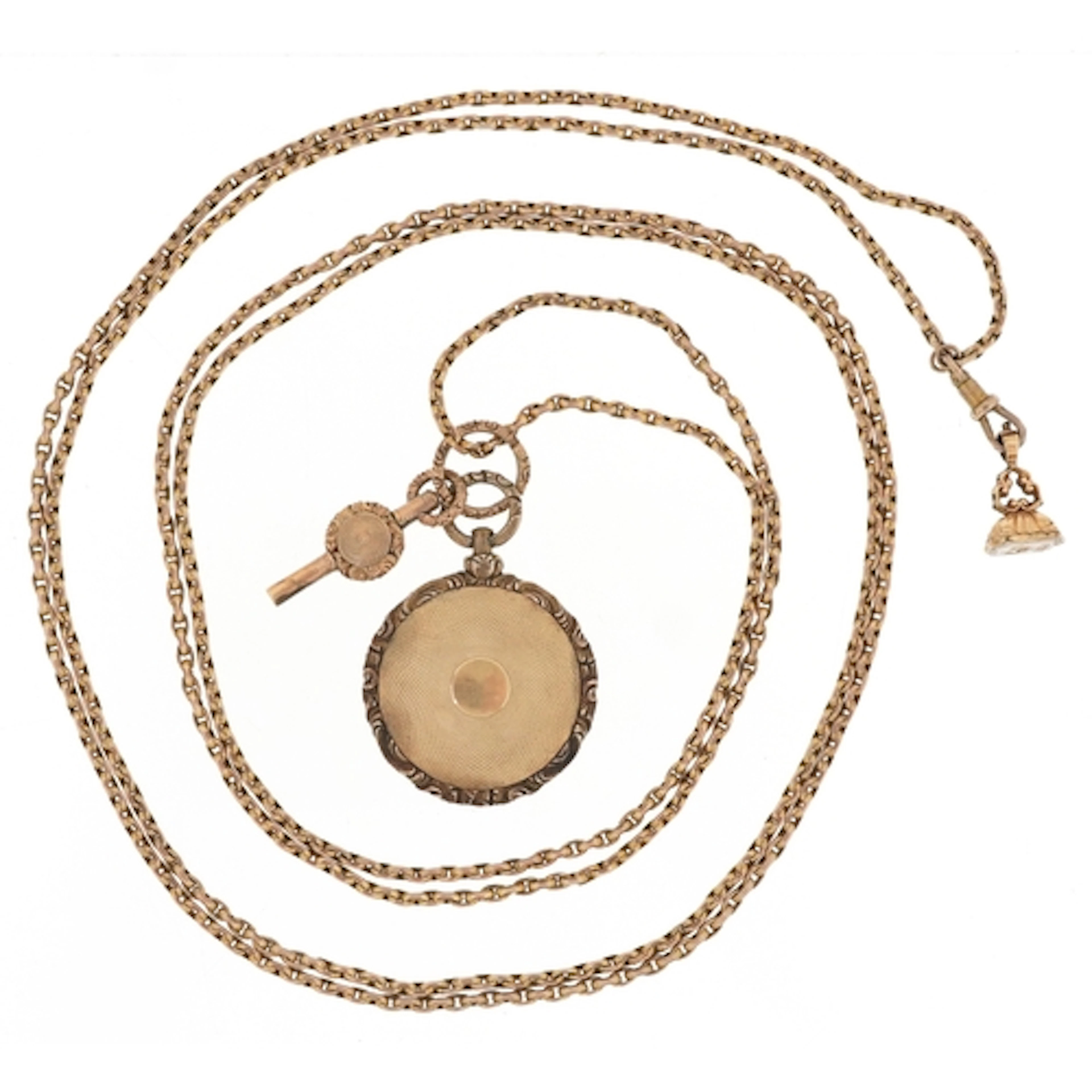 Victorian gold plated longuard chain with mourning locket, p...