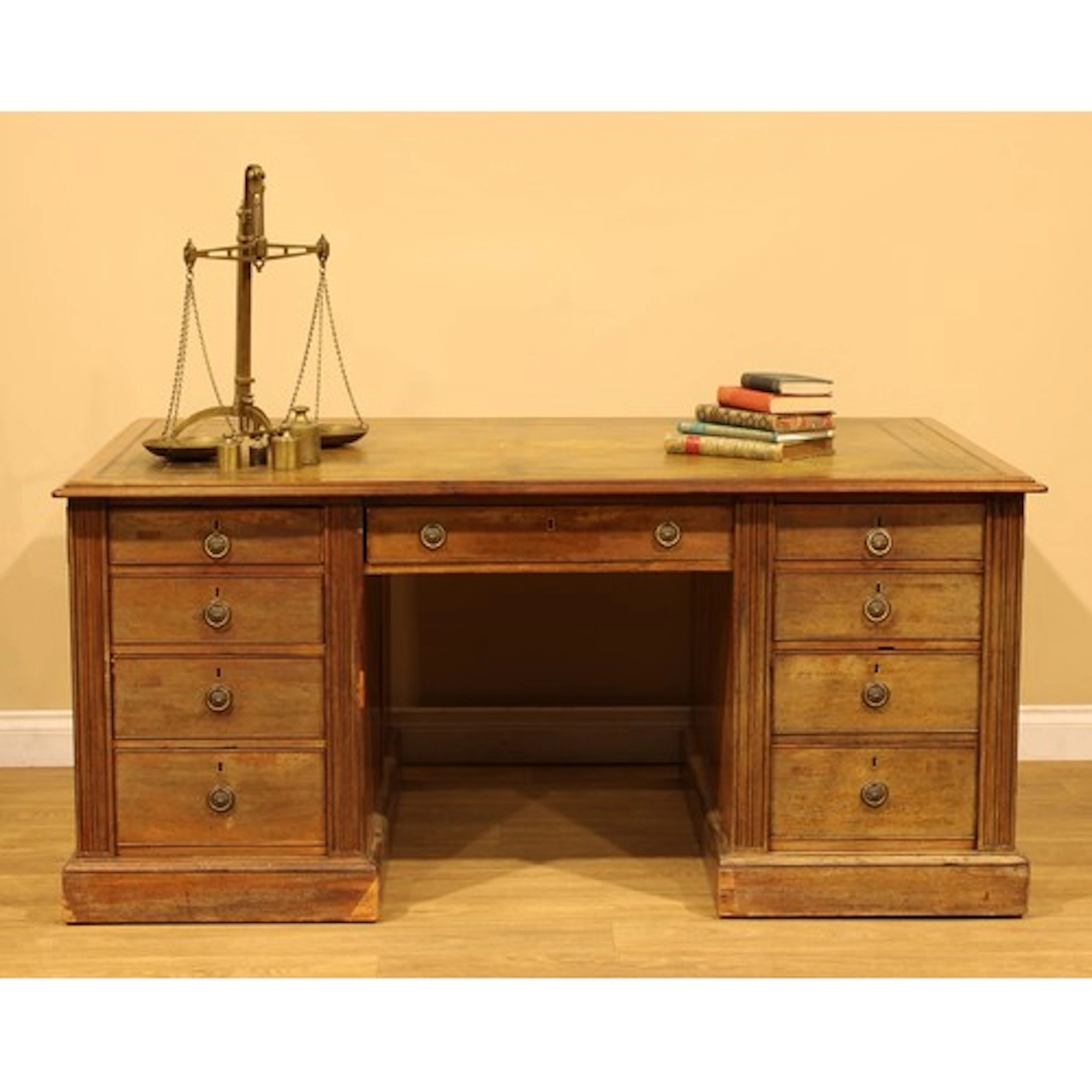 A Victorian mahogany twin pedestal partners’ desk, by James ...