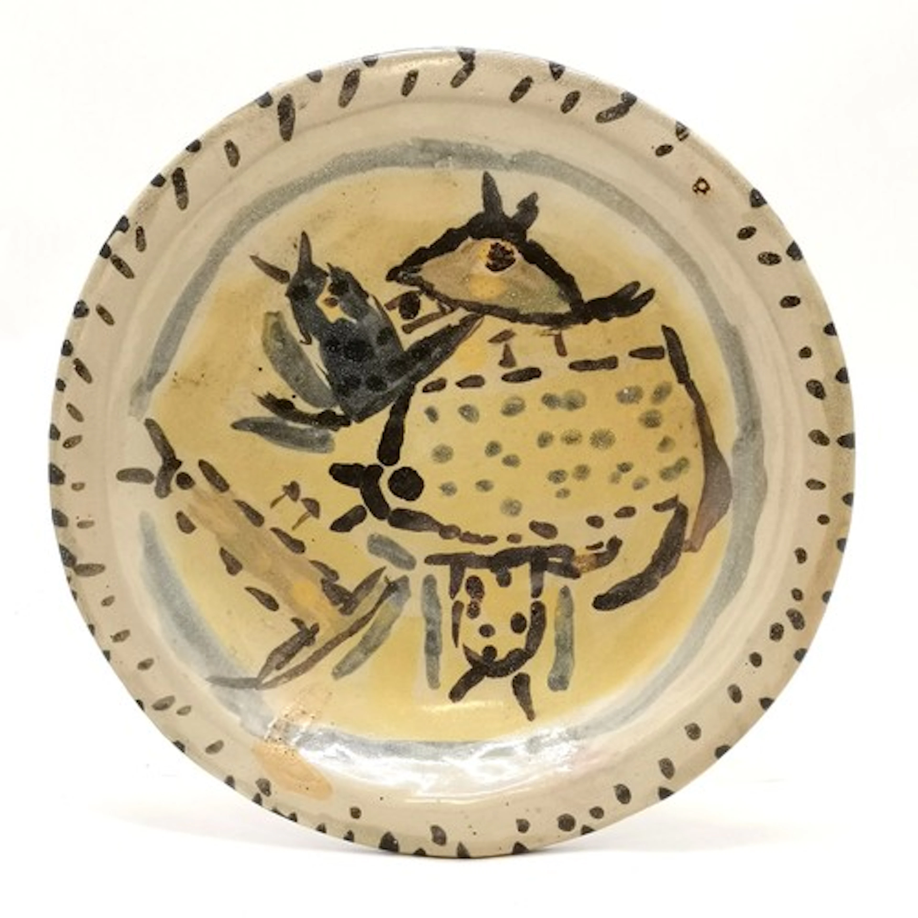 J.D.C Cornwall RLB studio pottery plate with abstract detail...