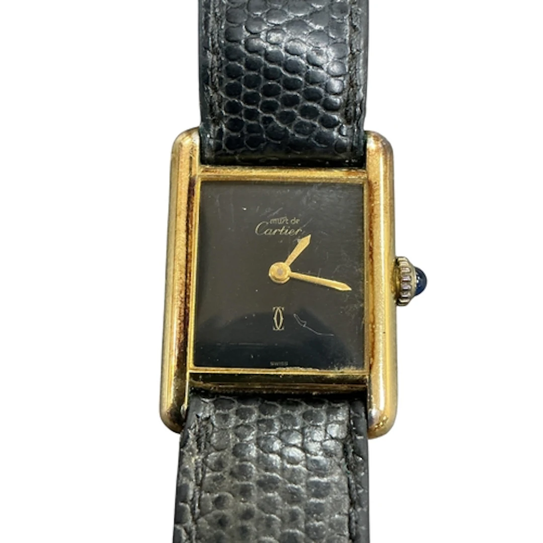 A lady's silver gilt Must de Cartier manual wind wrist watch...
