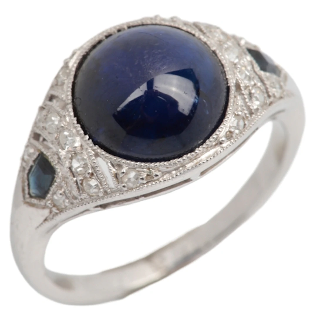 An attractive Art Deco sapphire and diamond ring, France, 19...