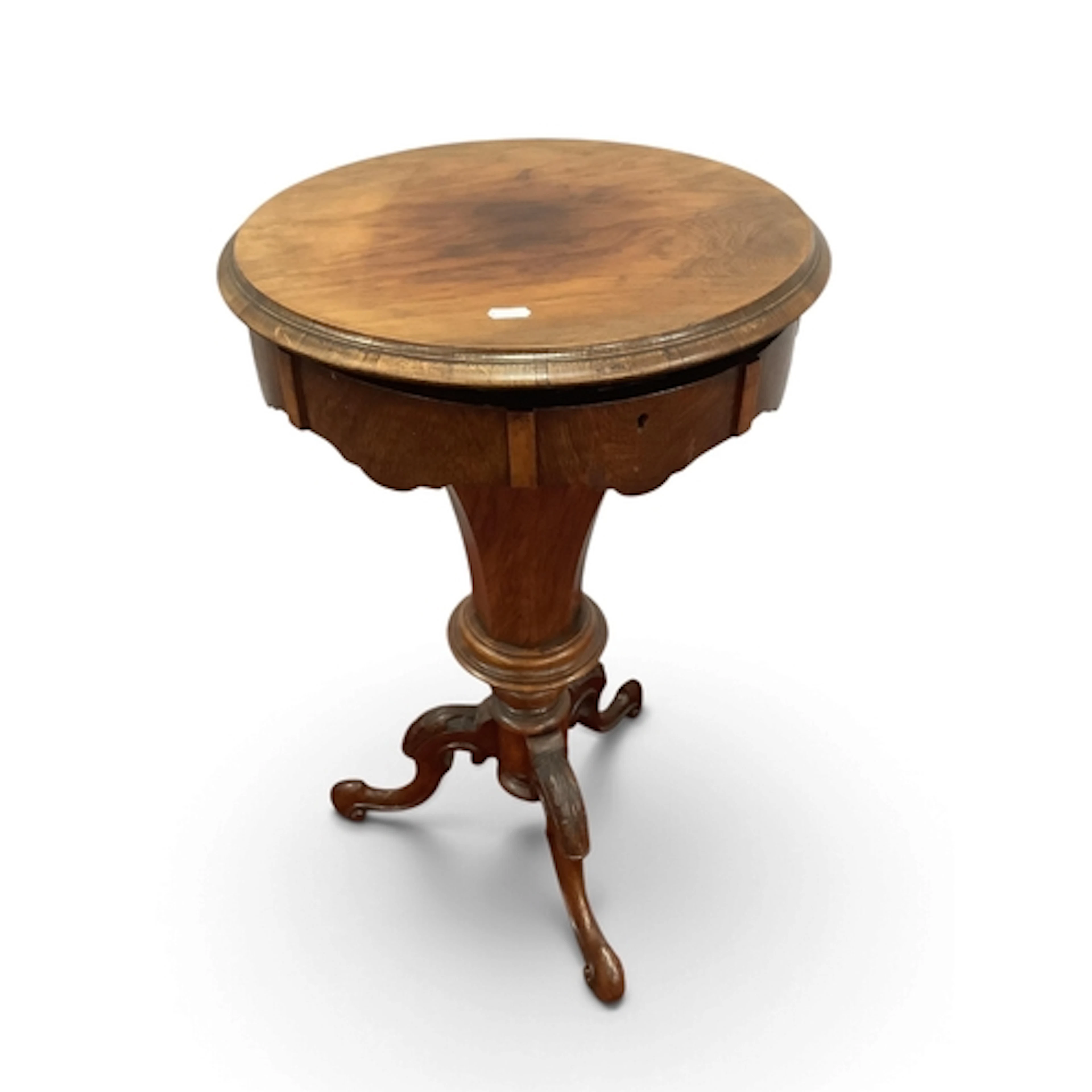A XIX Century Rosewood & Walnut Trumpet Work Table, with lif...