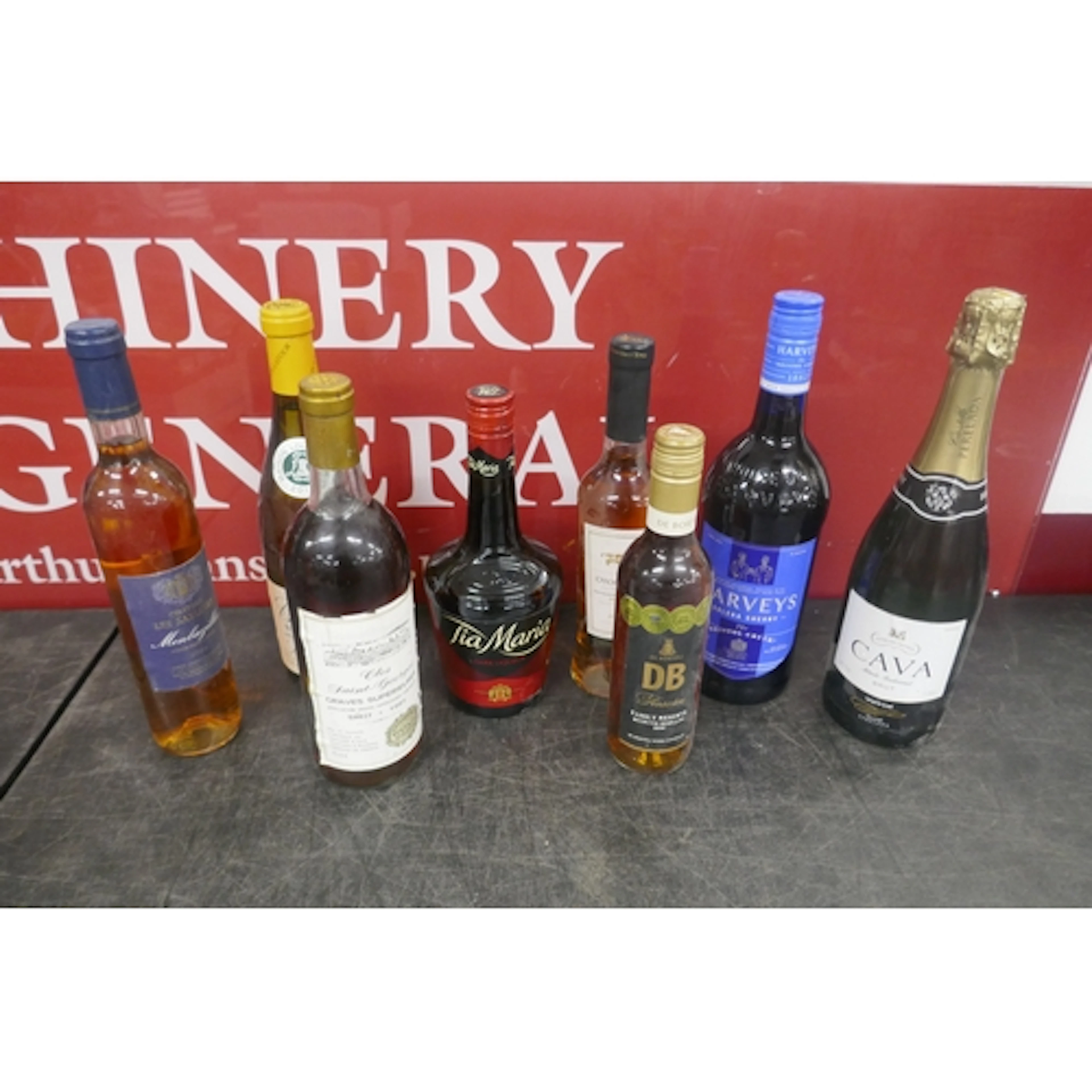 Assorted alcohol drinks including De Bortoli, Tia Maria, Cav...