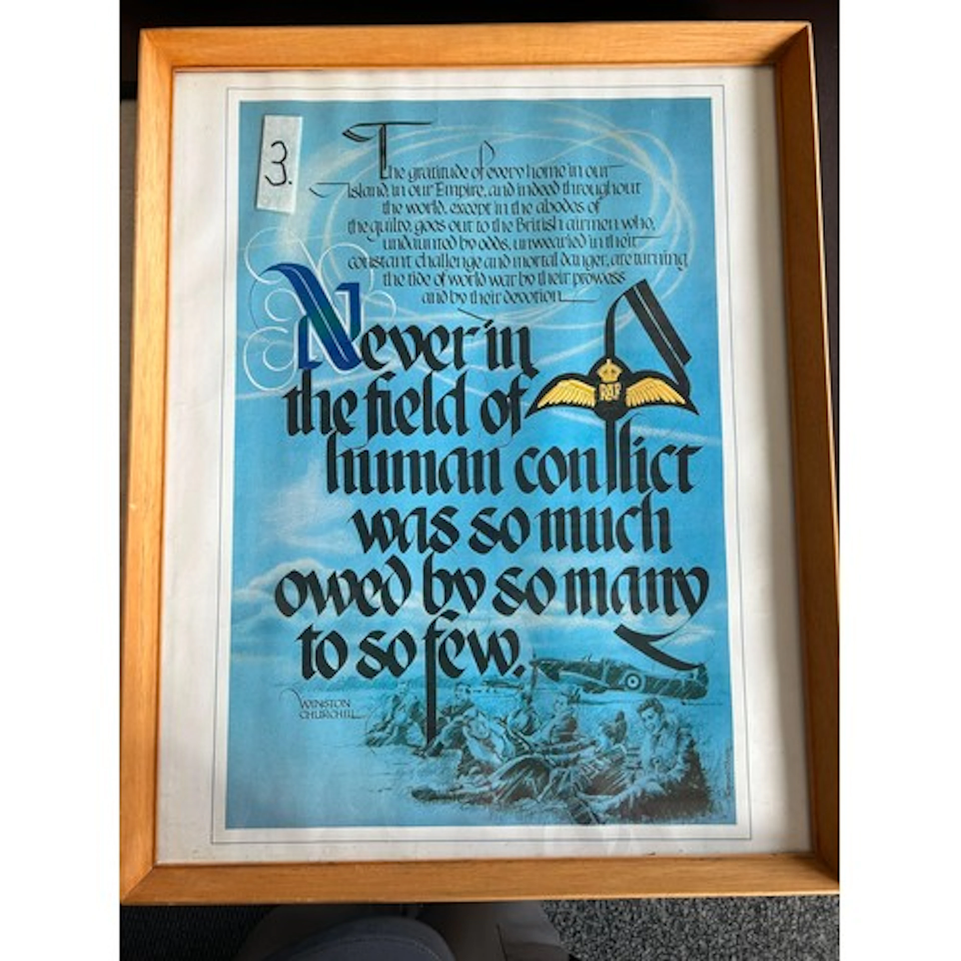 A framed print of 617 (Dambusters) Squadron badge with facsi...
