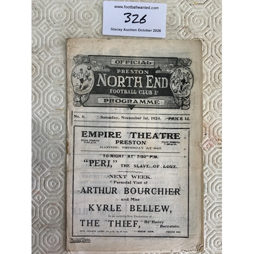 1924 - 1925 Preston v Newcastle United Football Programme: F...