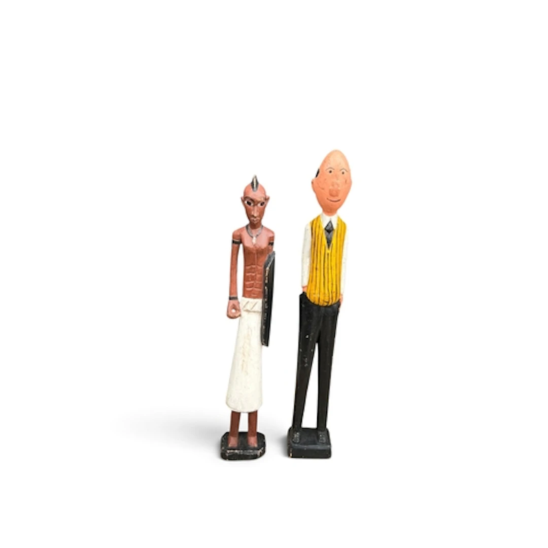 TWO COLONIAL FIGURES FROM THE IVORY COAST Largest 51cm H...
