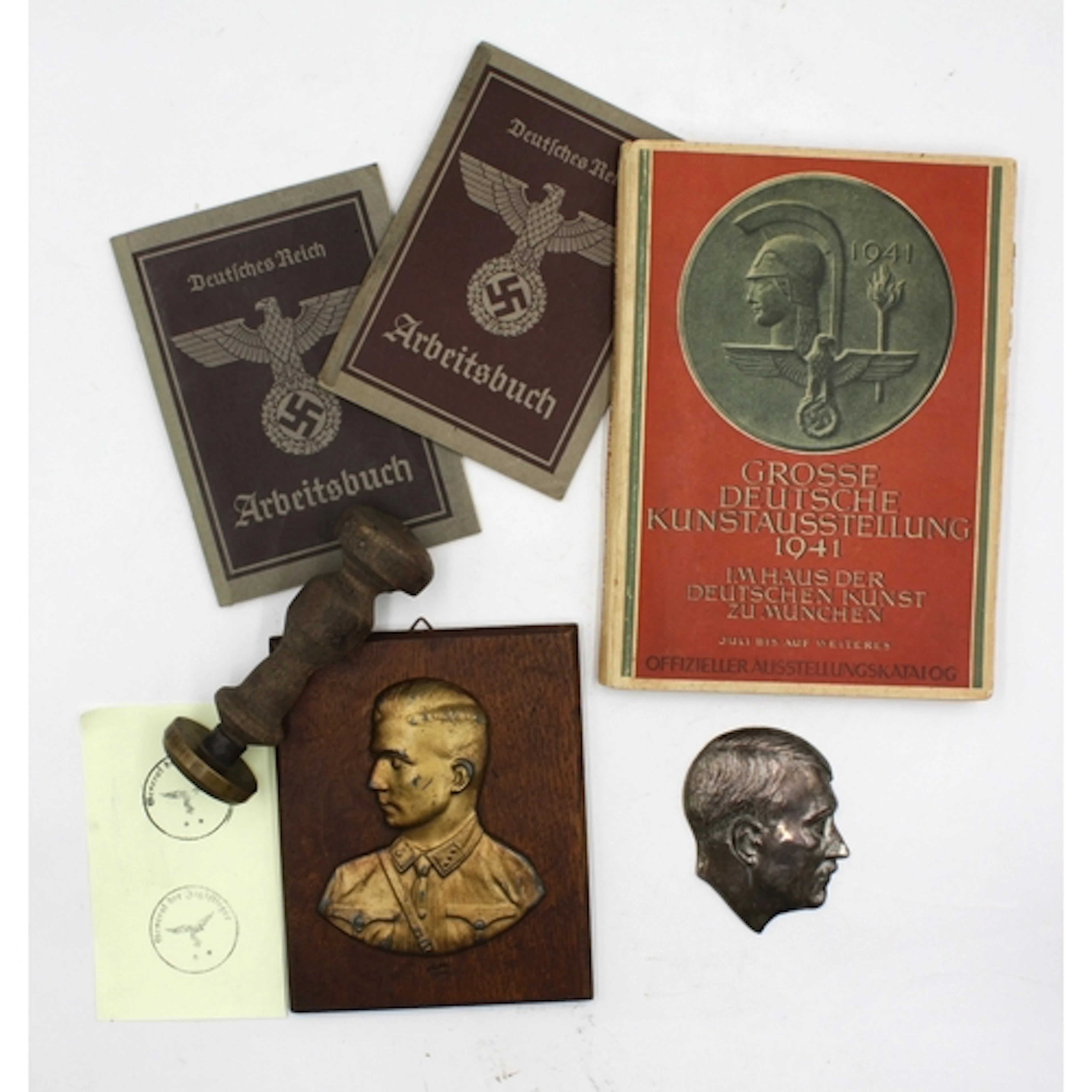 WWII Third Reich Adolf Hitler Profile, Horst Wessel plaque, ...