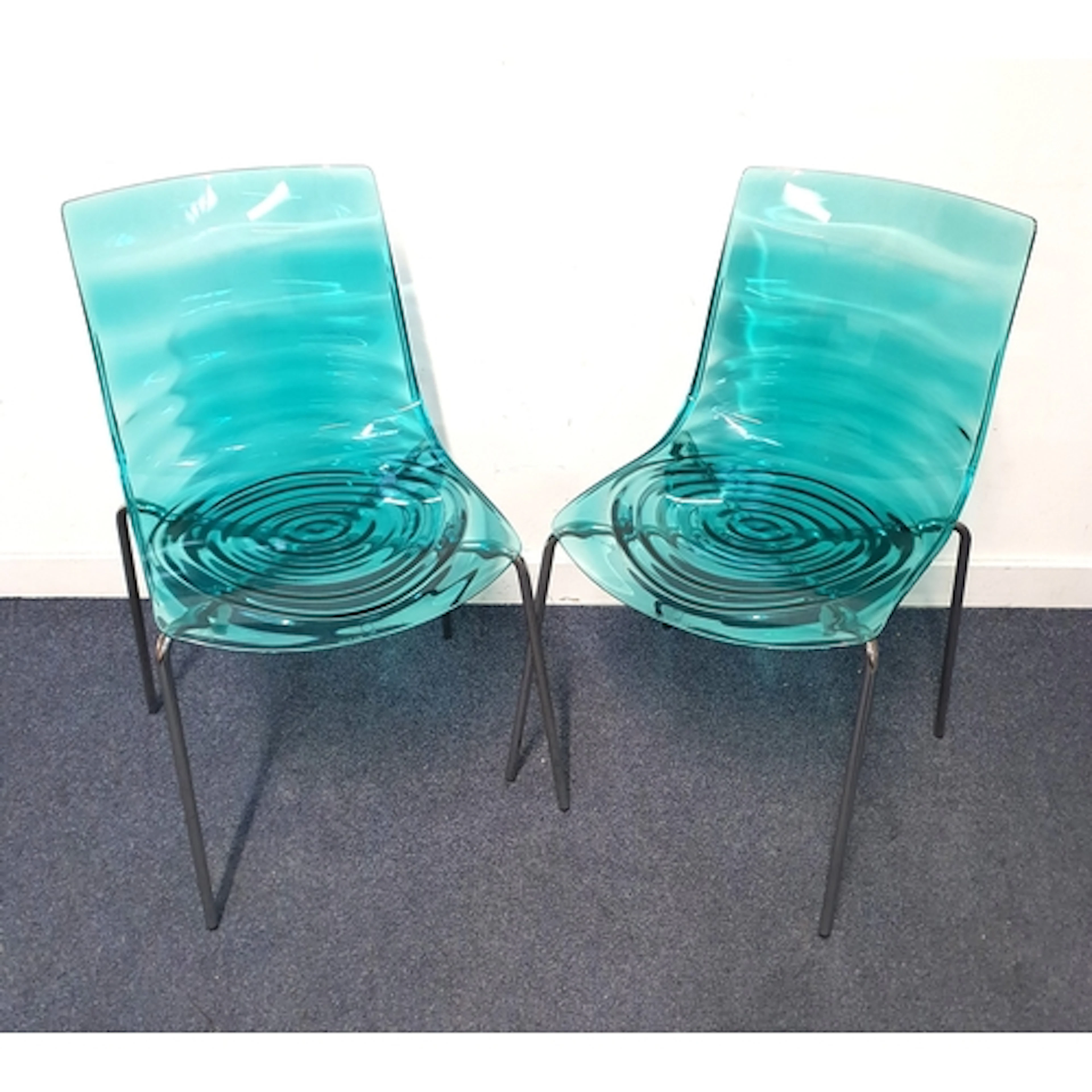 PAIR OF CONTEMPORARY CONNUBIA L'EAU DINING CHAIRS of aquamar...