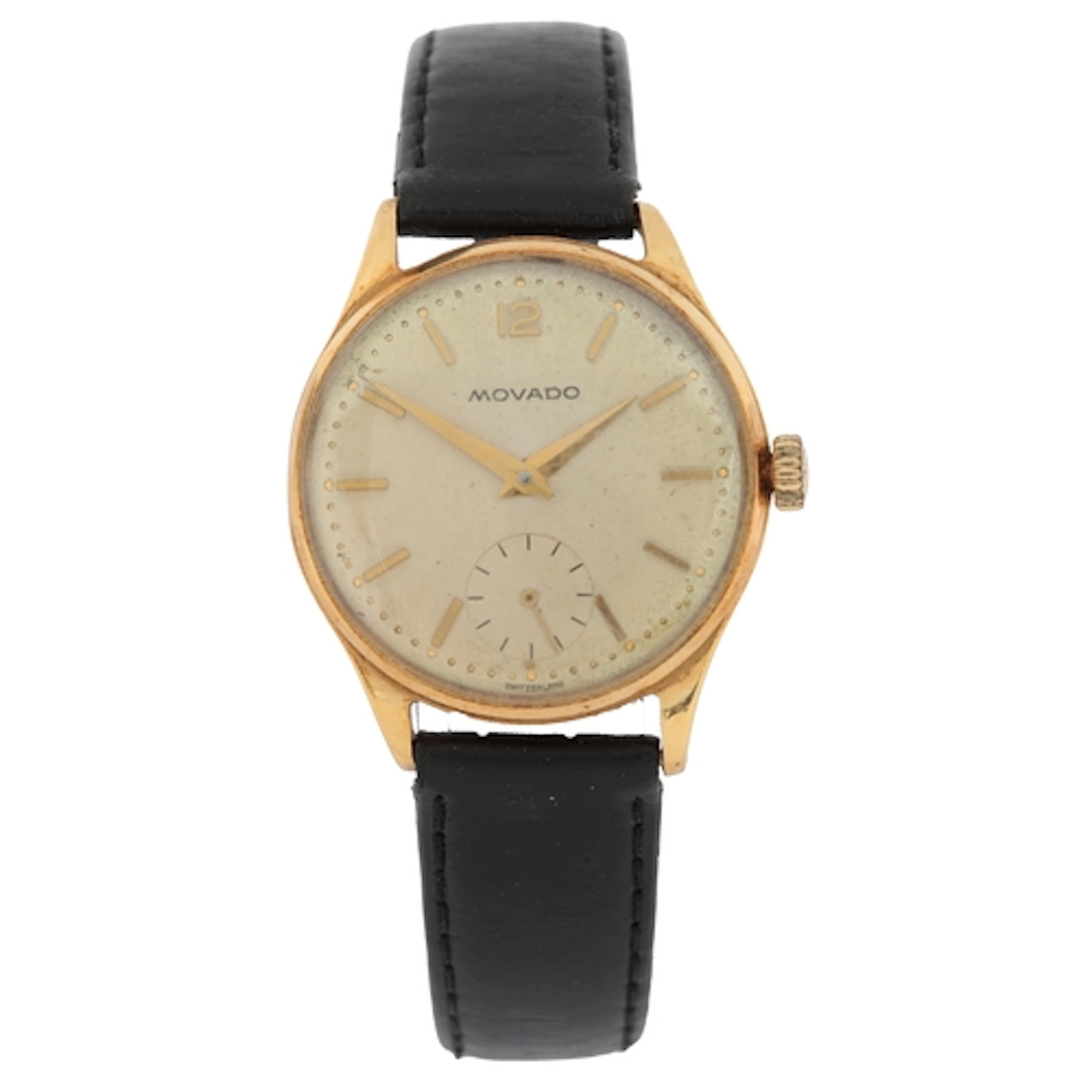 A gentleman's mid 1950's 18ct gold Movado manual wind wrist ...