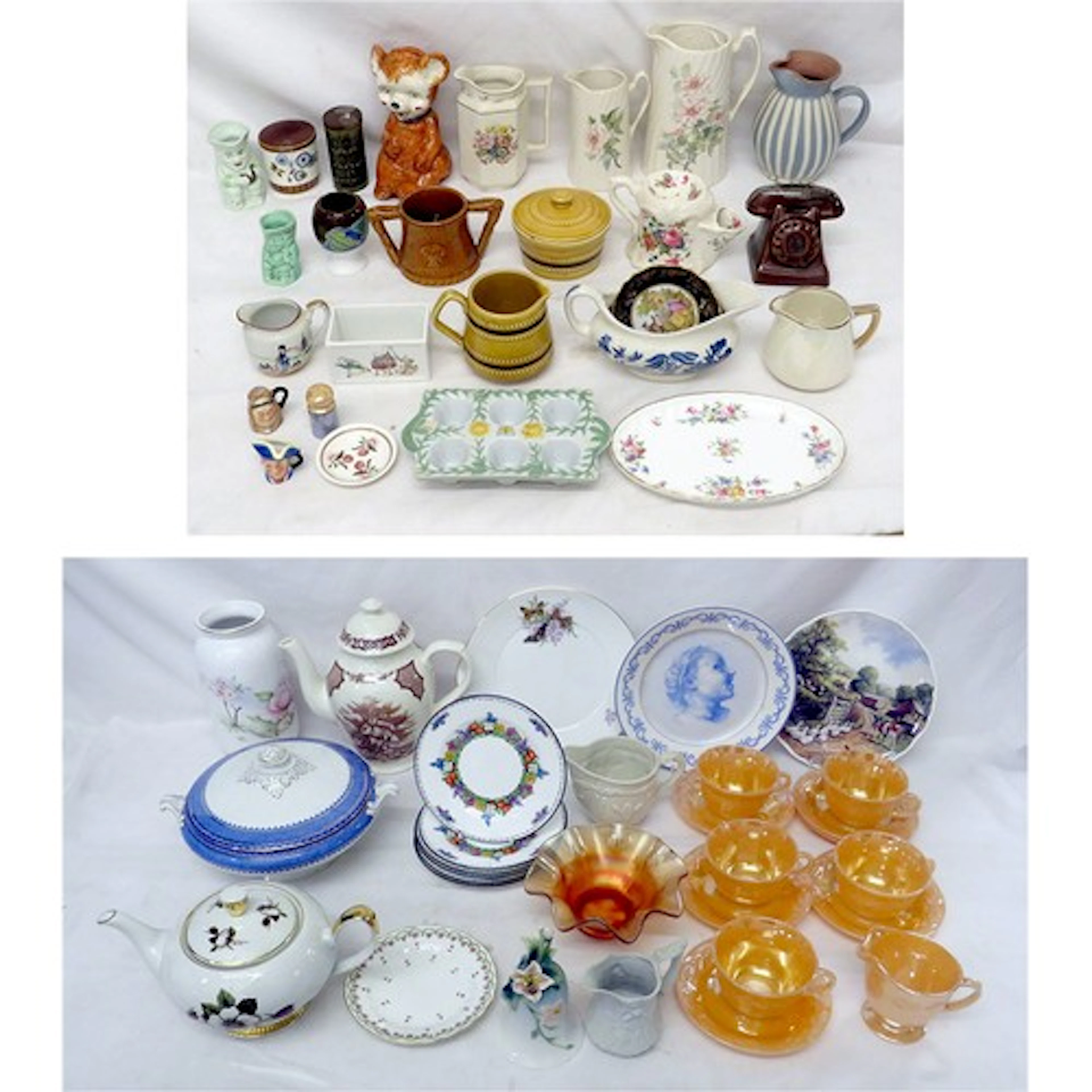Miniature Toby Jugs, Cadbury's cream egg eggcup, Hornsea Hei...