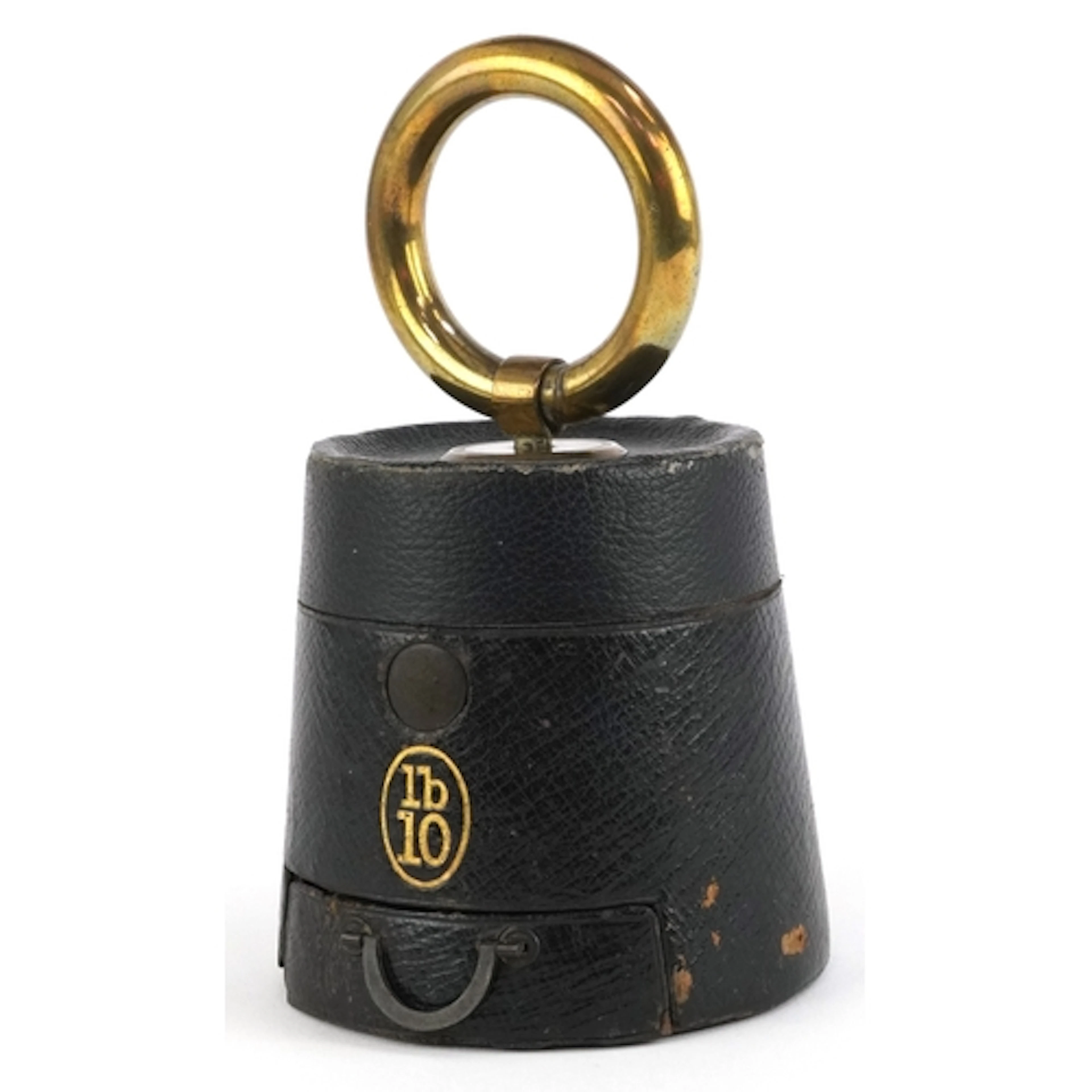 Victorian travelling inkwell in the form of a ten pound weig...