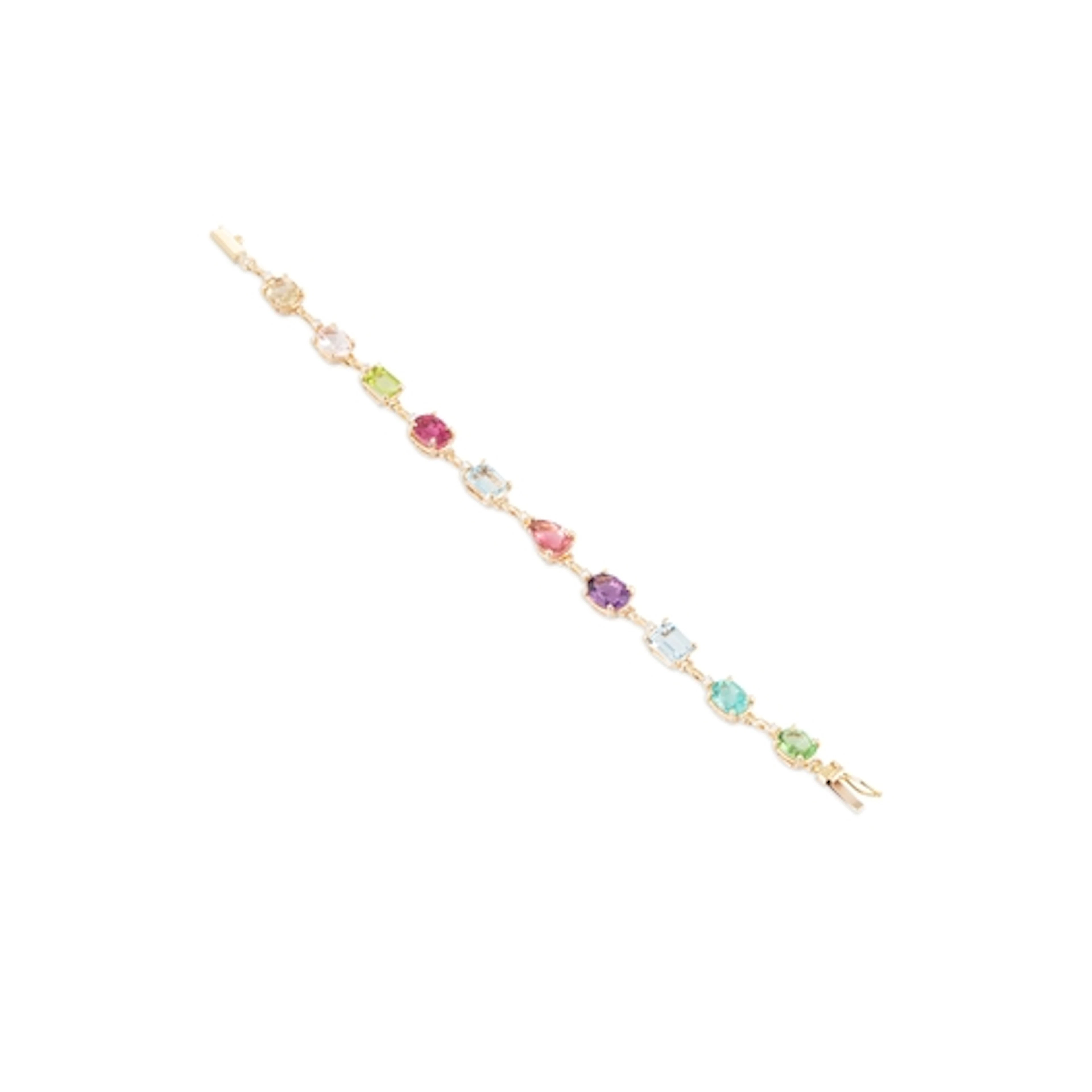 A MULTI-STONE BRACELET, set with amethyst, aquamarine, perid...