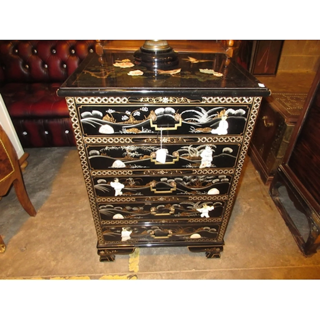 Chinese Lacquer Chest of 5 Drawers, 56x41x82cm h