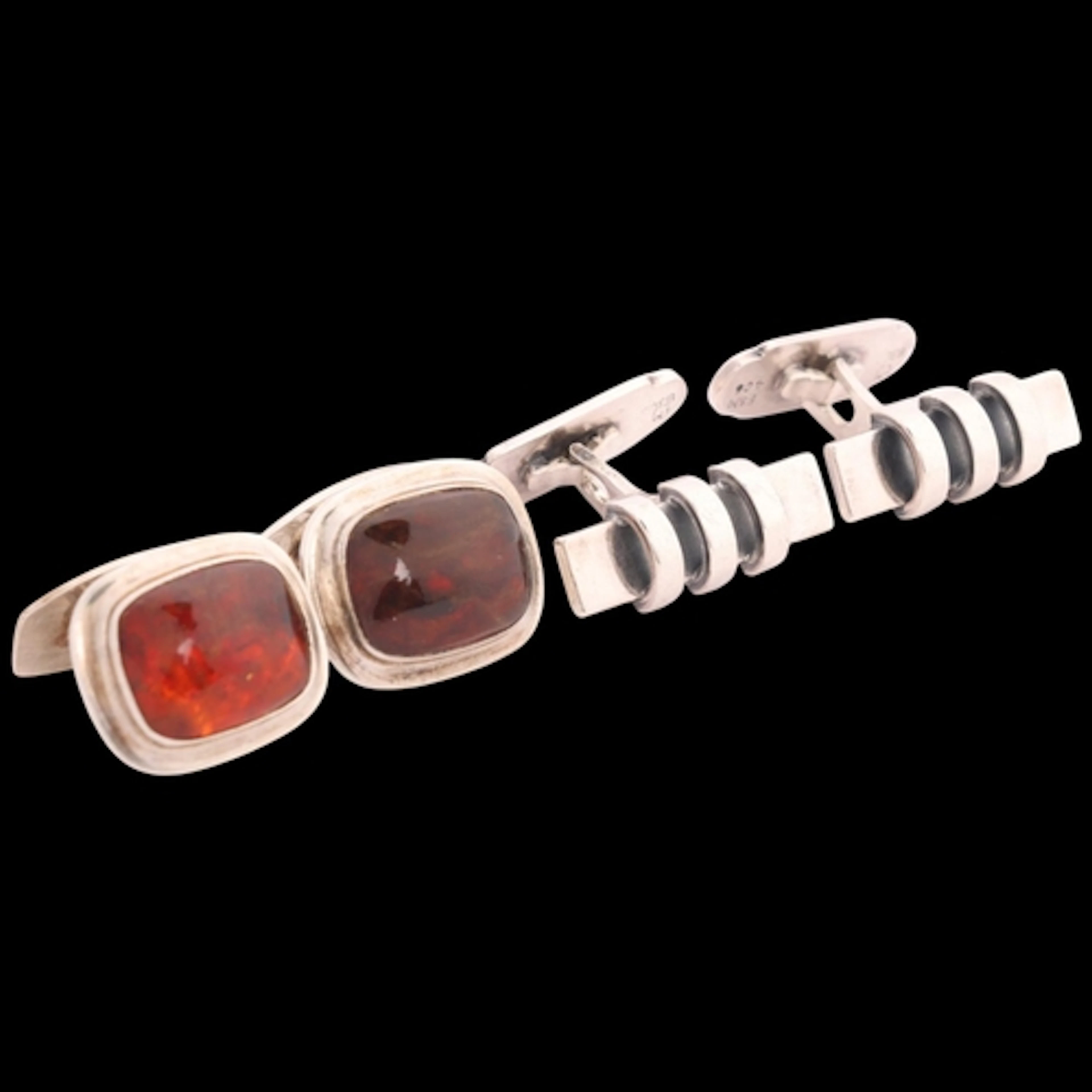 2 pairs of Danish modernist silver cufflinks, comprising Bal...