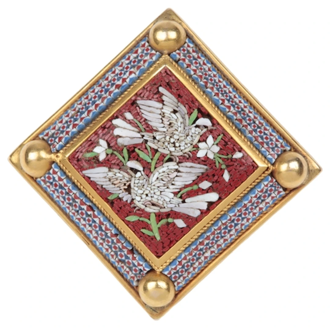 A micromosaic brooch, Papal States, mid 19th century, of squ...
