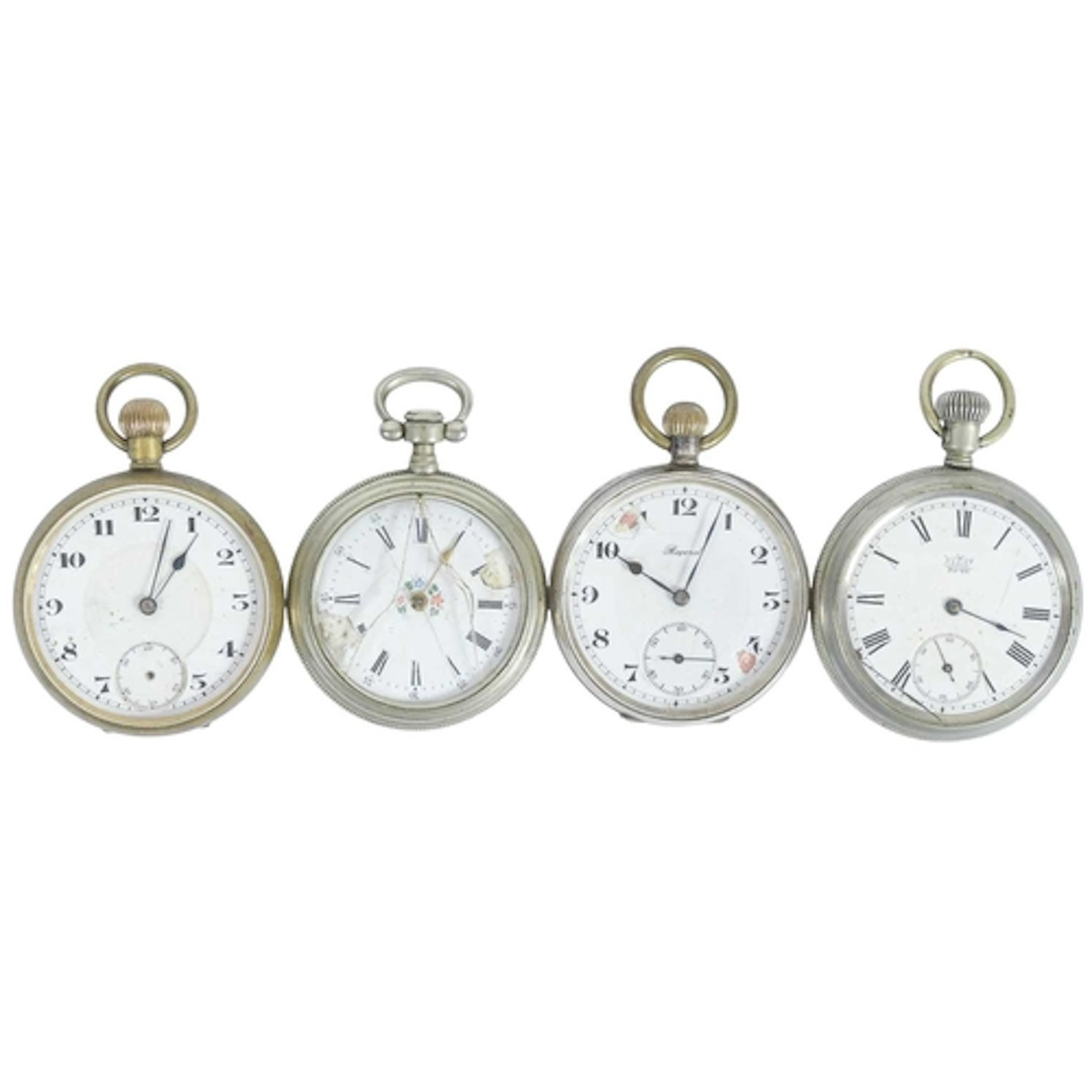 A silver cased pocket watch. The white enamel dial signed Re...