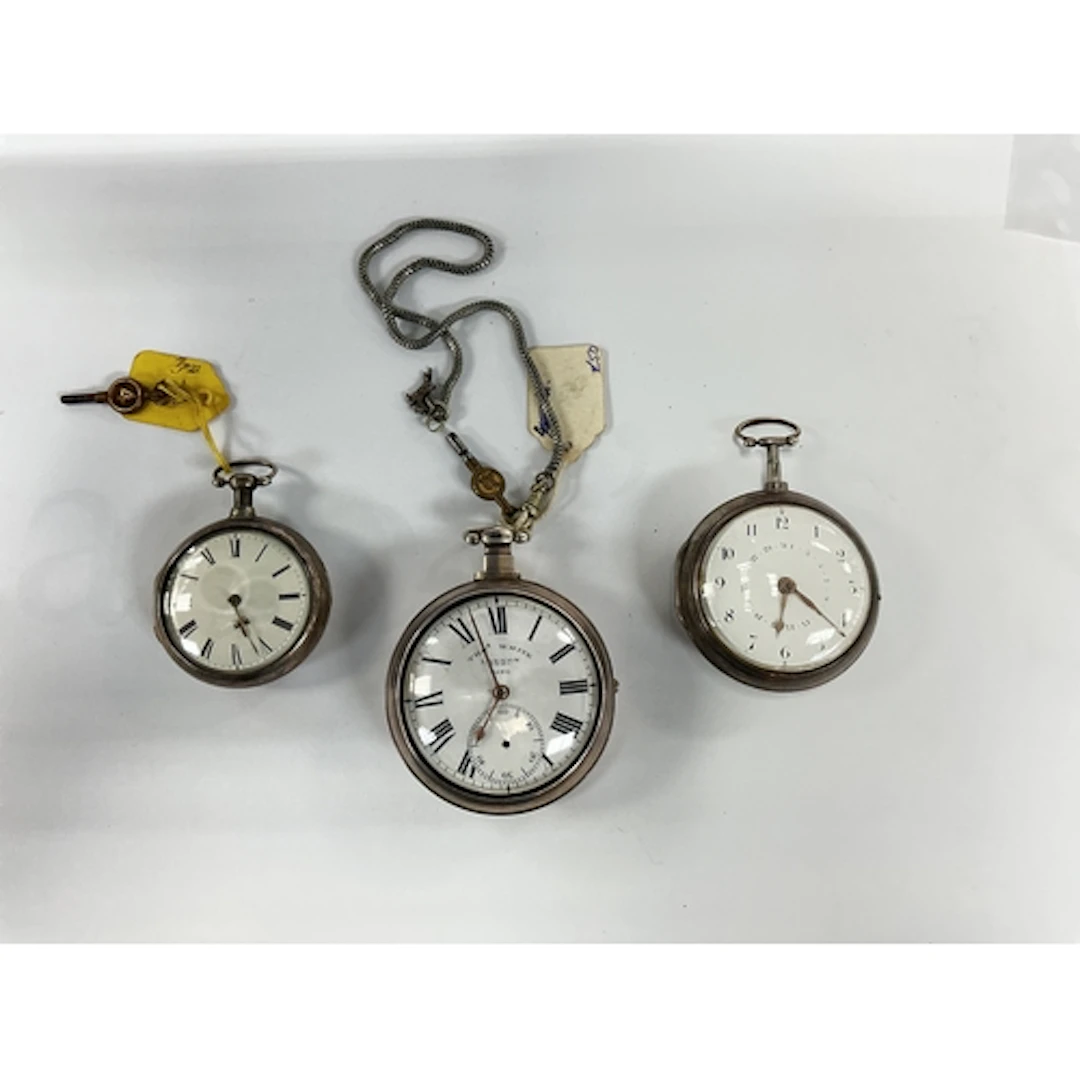 Three 19th century silver cased pocket watches including a T...