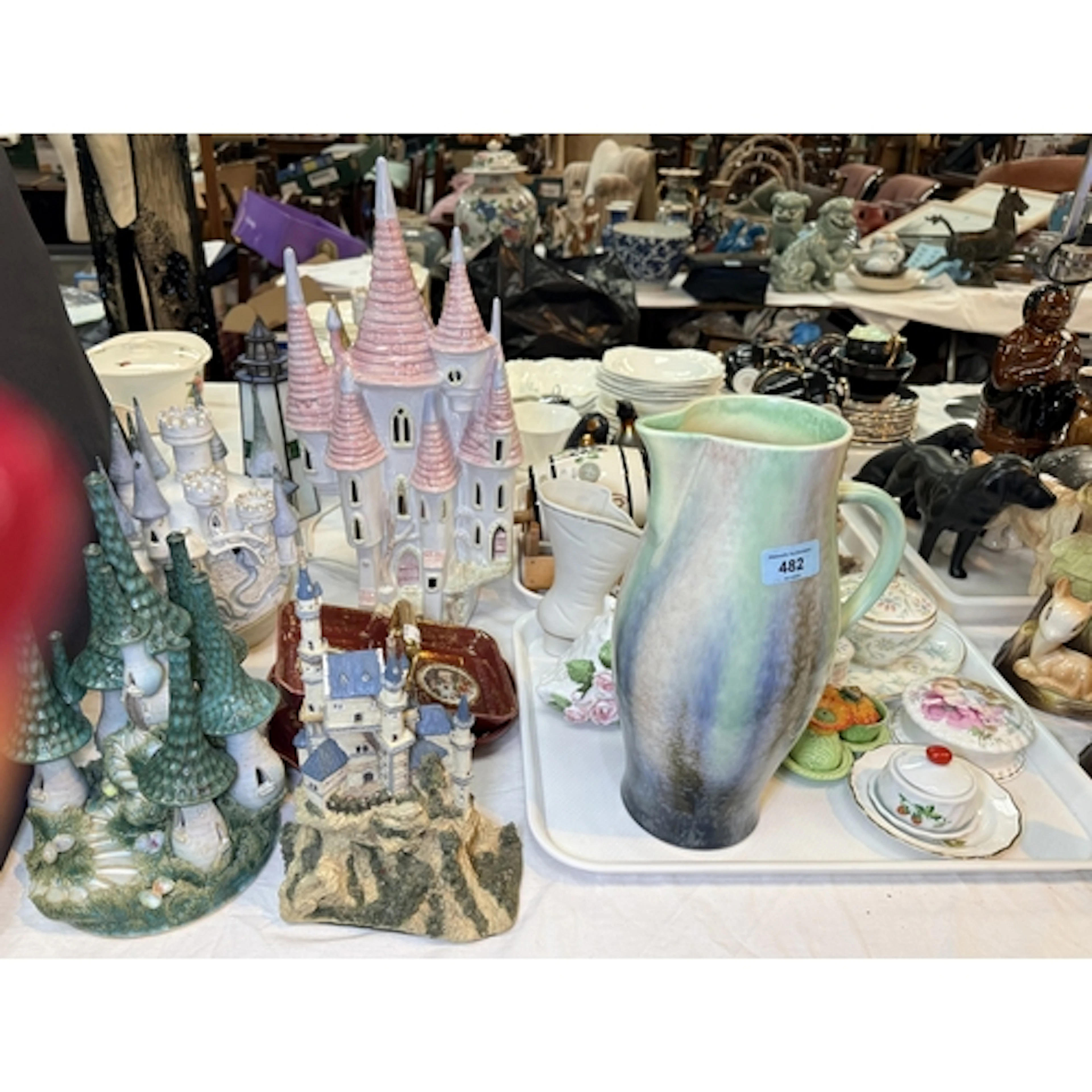 A collection of ceramic and other decorative fantasy castles...