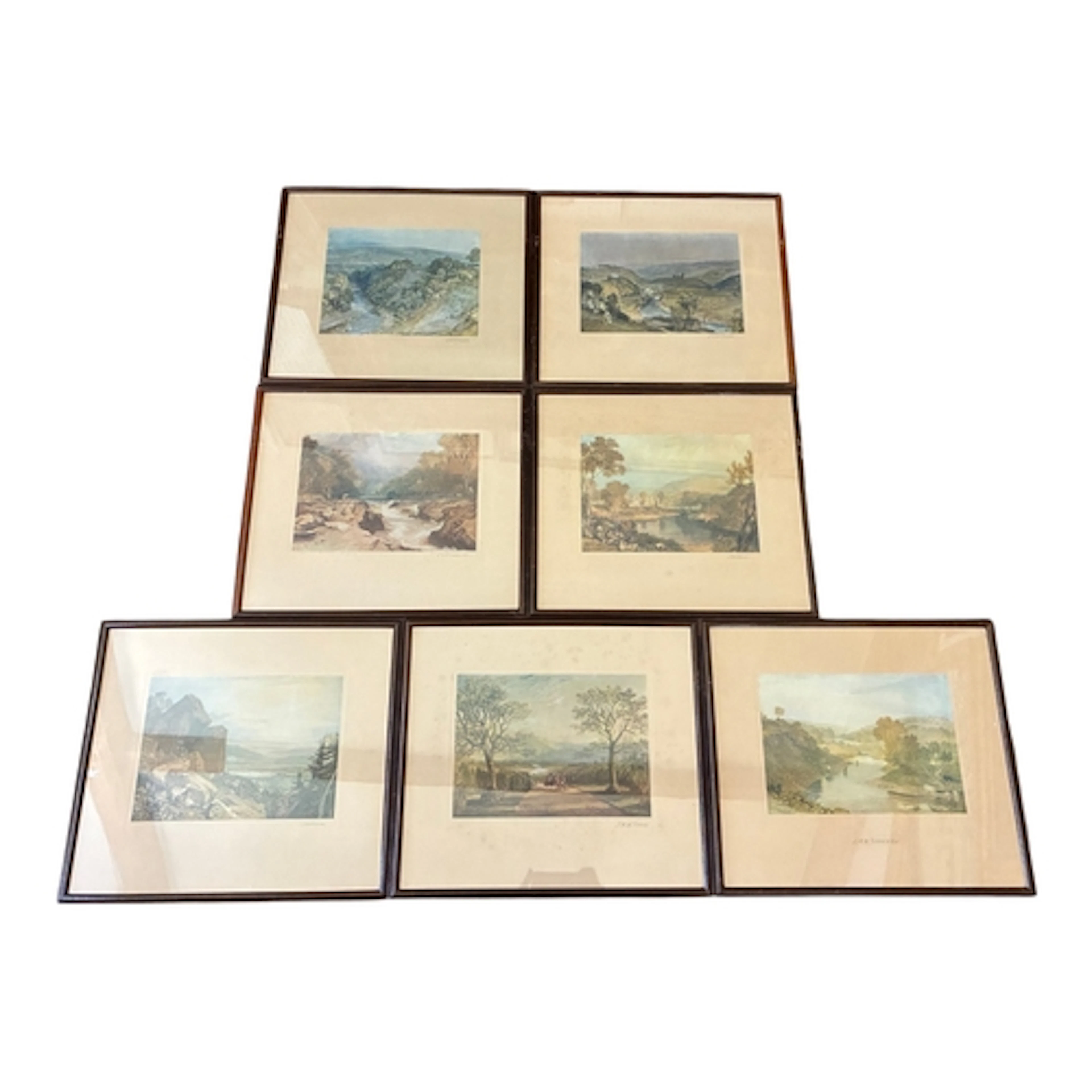 A set of seven vintage reproduction prints after watercolour...