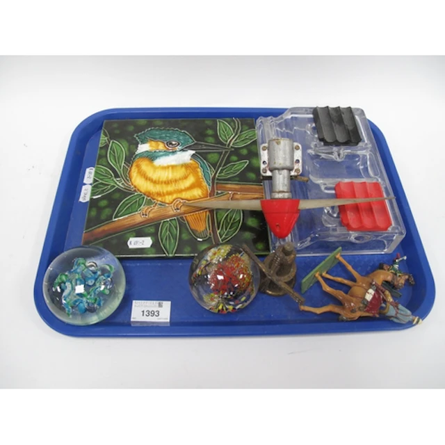 Collectables, including Microid balance scales, kingfisher d...