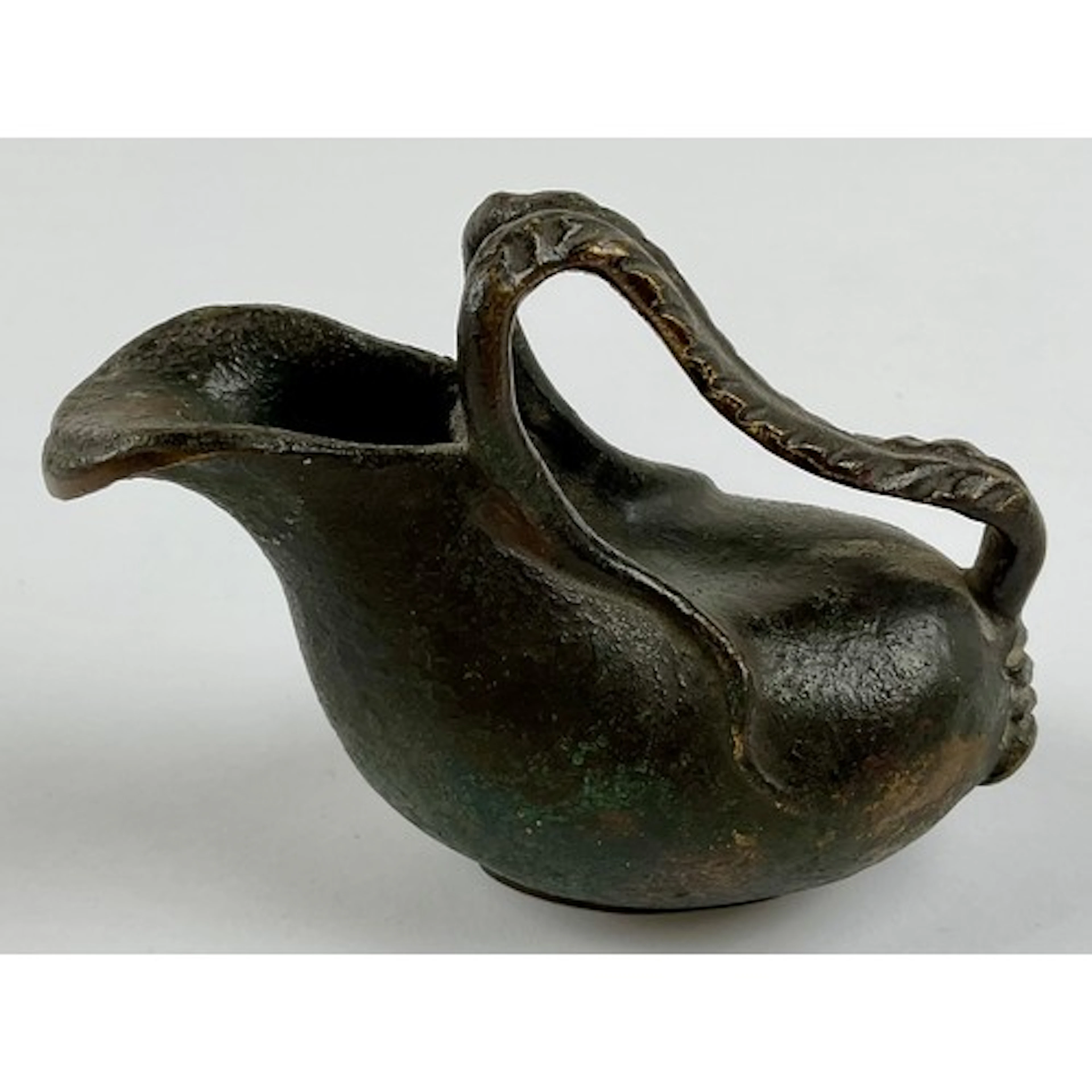 A Grand Tour type bronze askos vessel, typical bulbous form ...