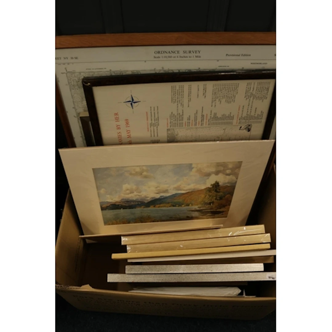 Group of pictures and prints, including two maps. (QTY)