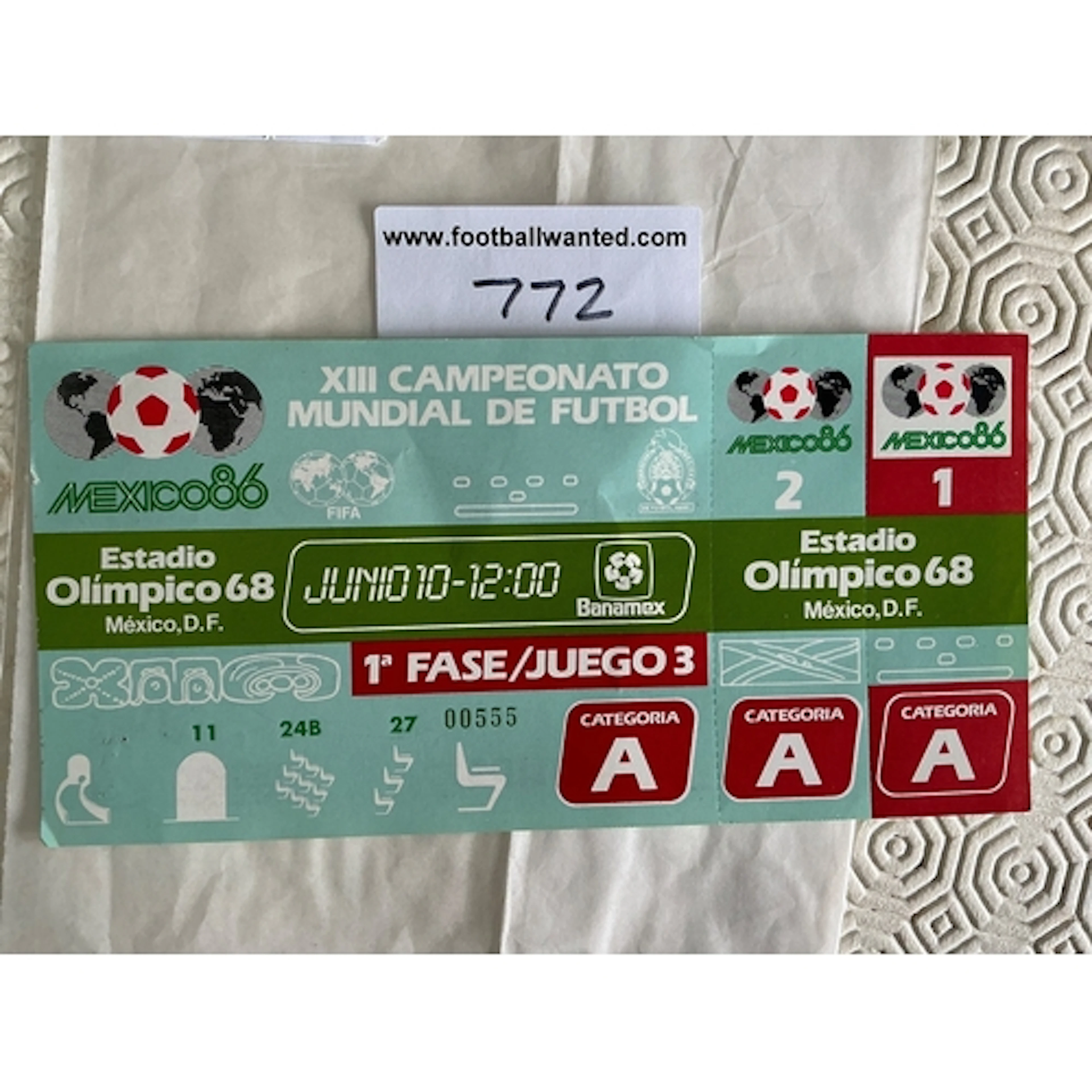 1986 World Cup Argentina v Bulgaria Football Ticket: Unused ...