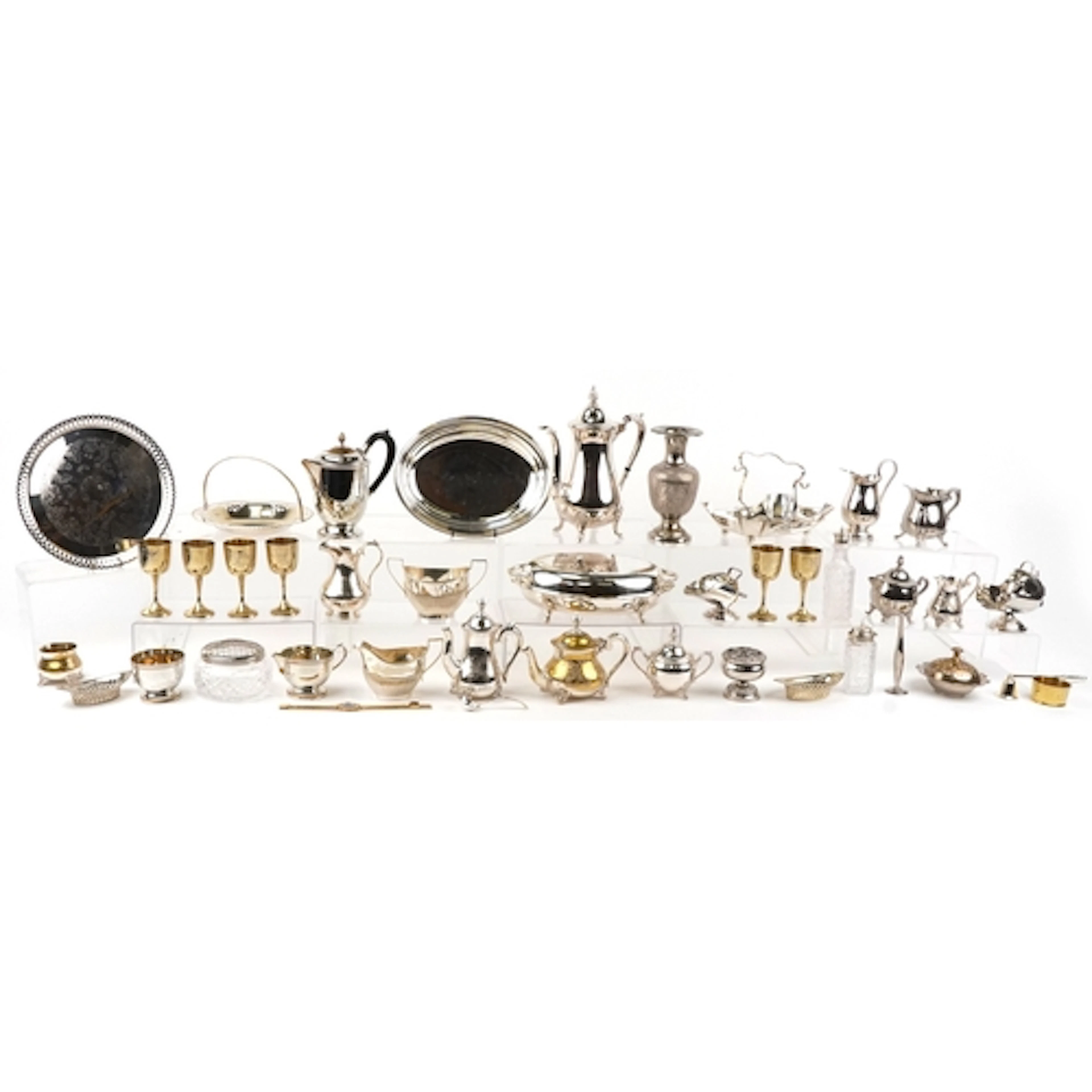 Large selection of antique and later silver plated objects i...