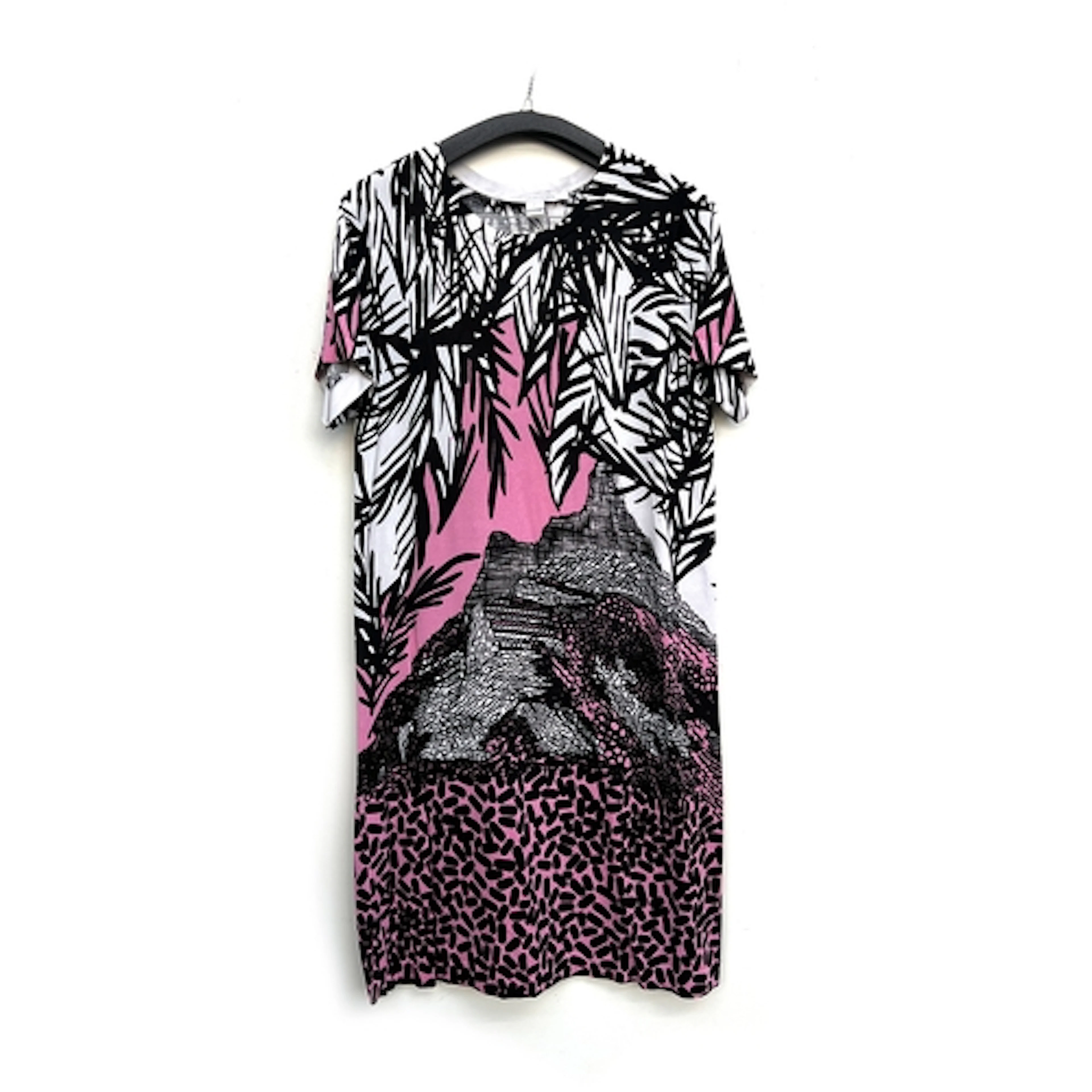 A Diane von Furstenberg white, black and pink dress in a lan...