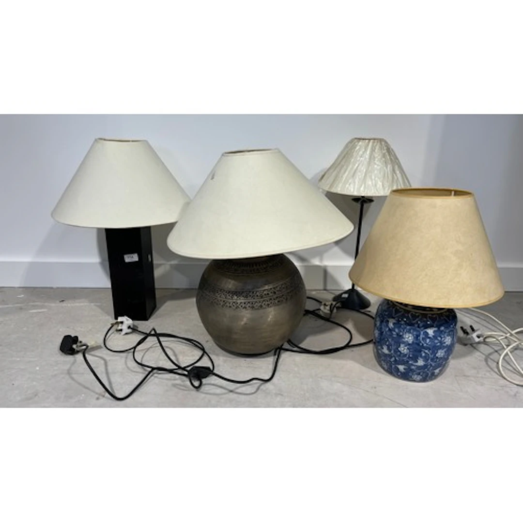 Four table lamps.
