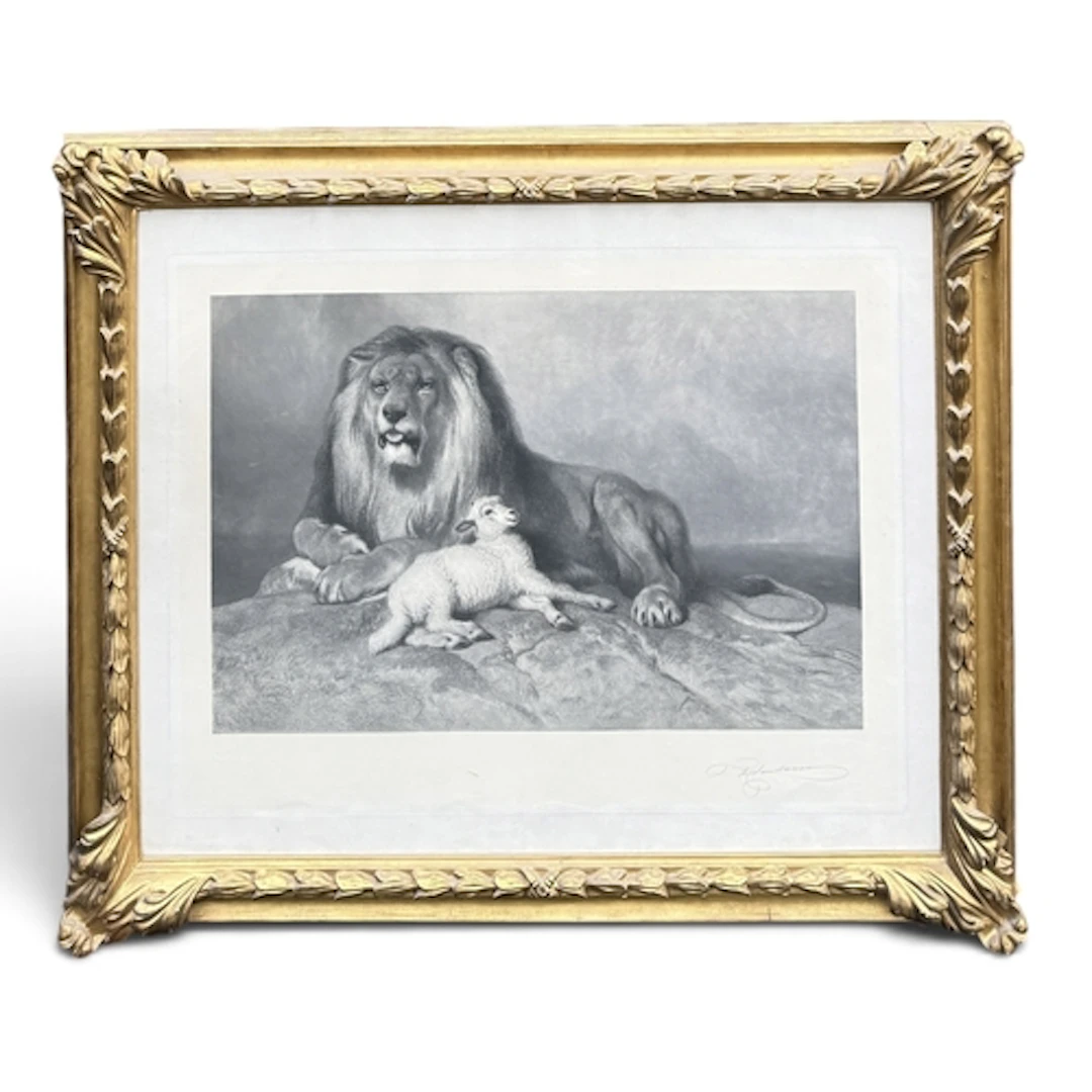 AFTER SIR EDWN LANDSEER (1802-1873): LION AND LAMB Lithograp...