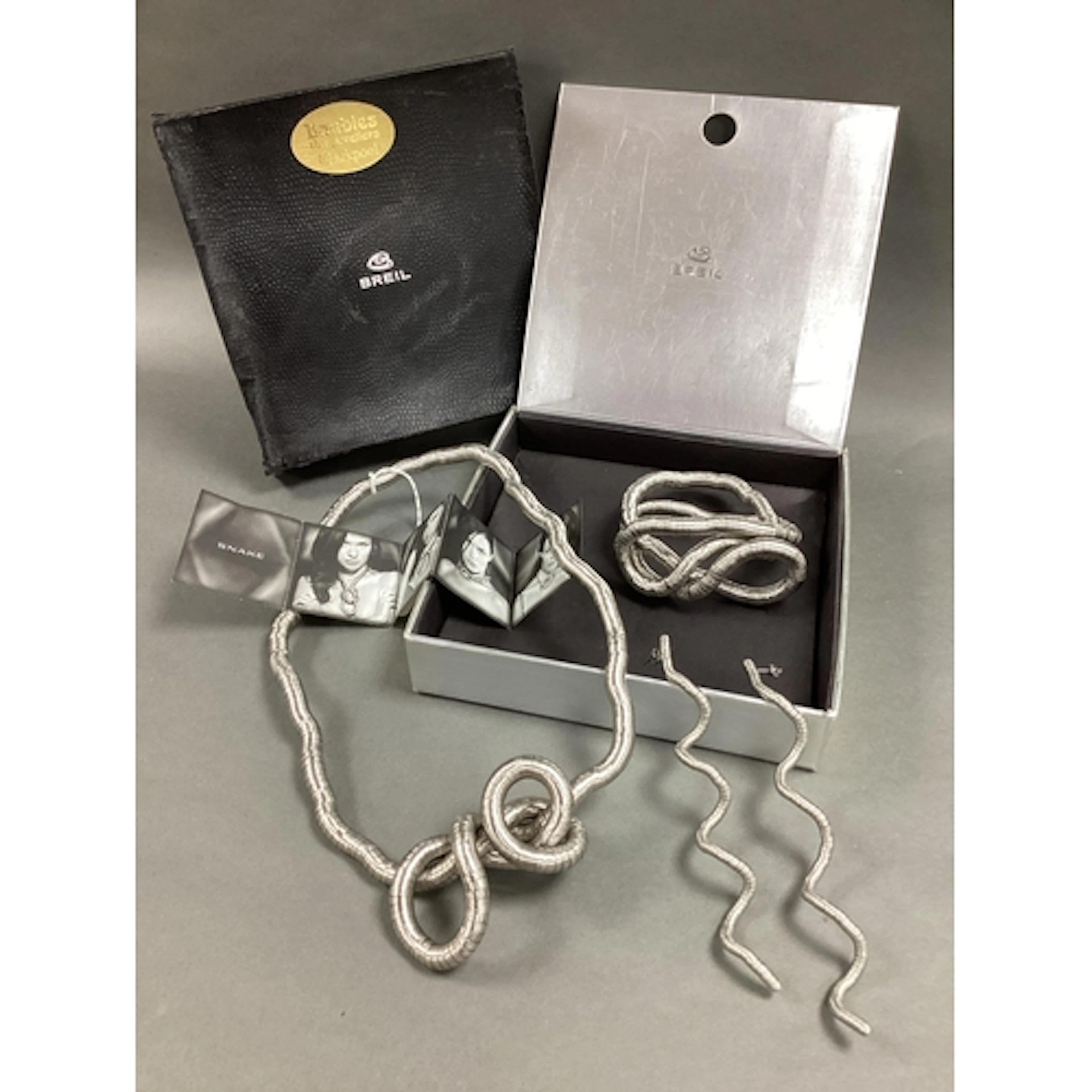 BREIL MILANO; A Modern "SNAKE" Wrap Necklace and Earring Set...