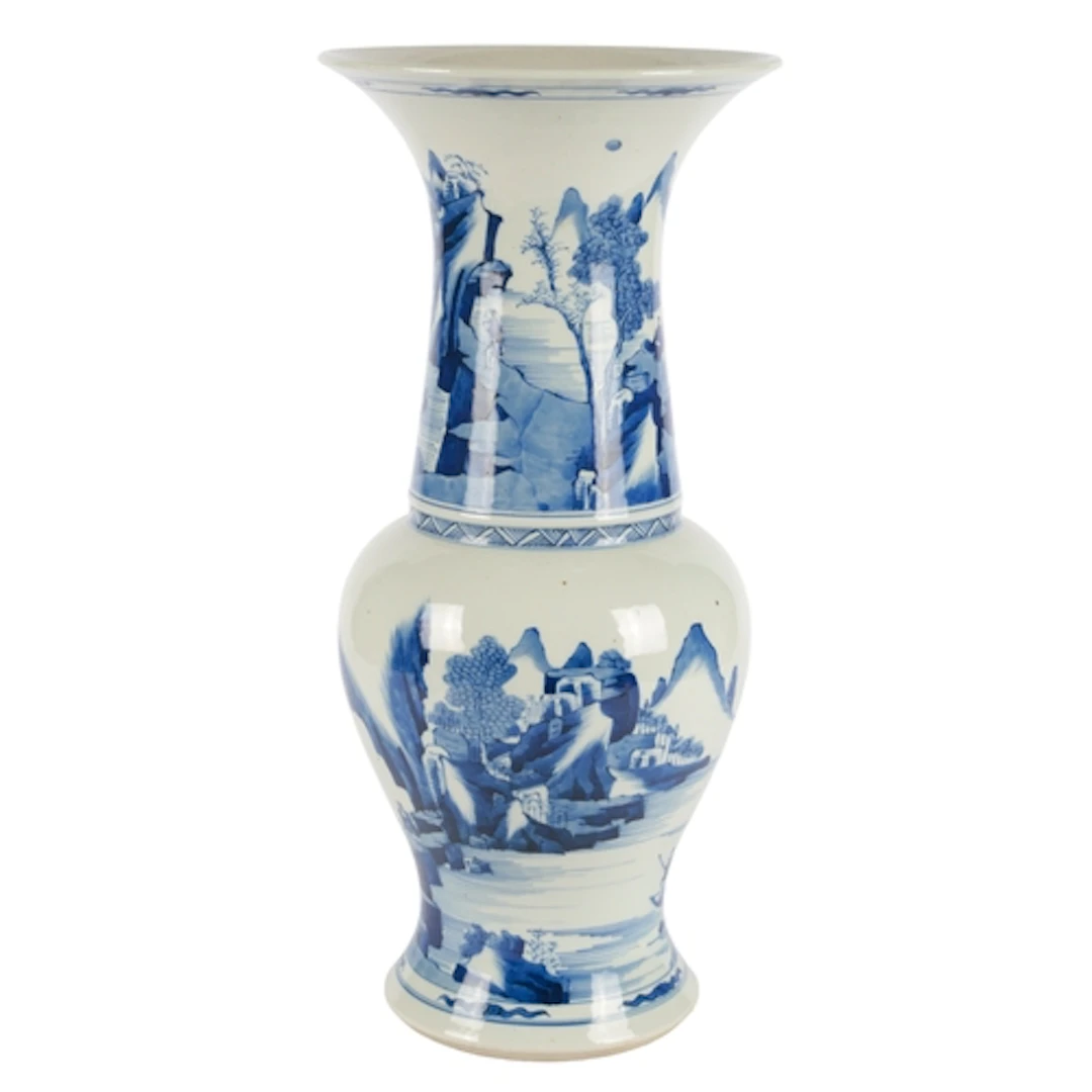 A Chinese blue and white yen-yen vase, possibly Kangxi perio...