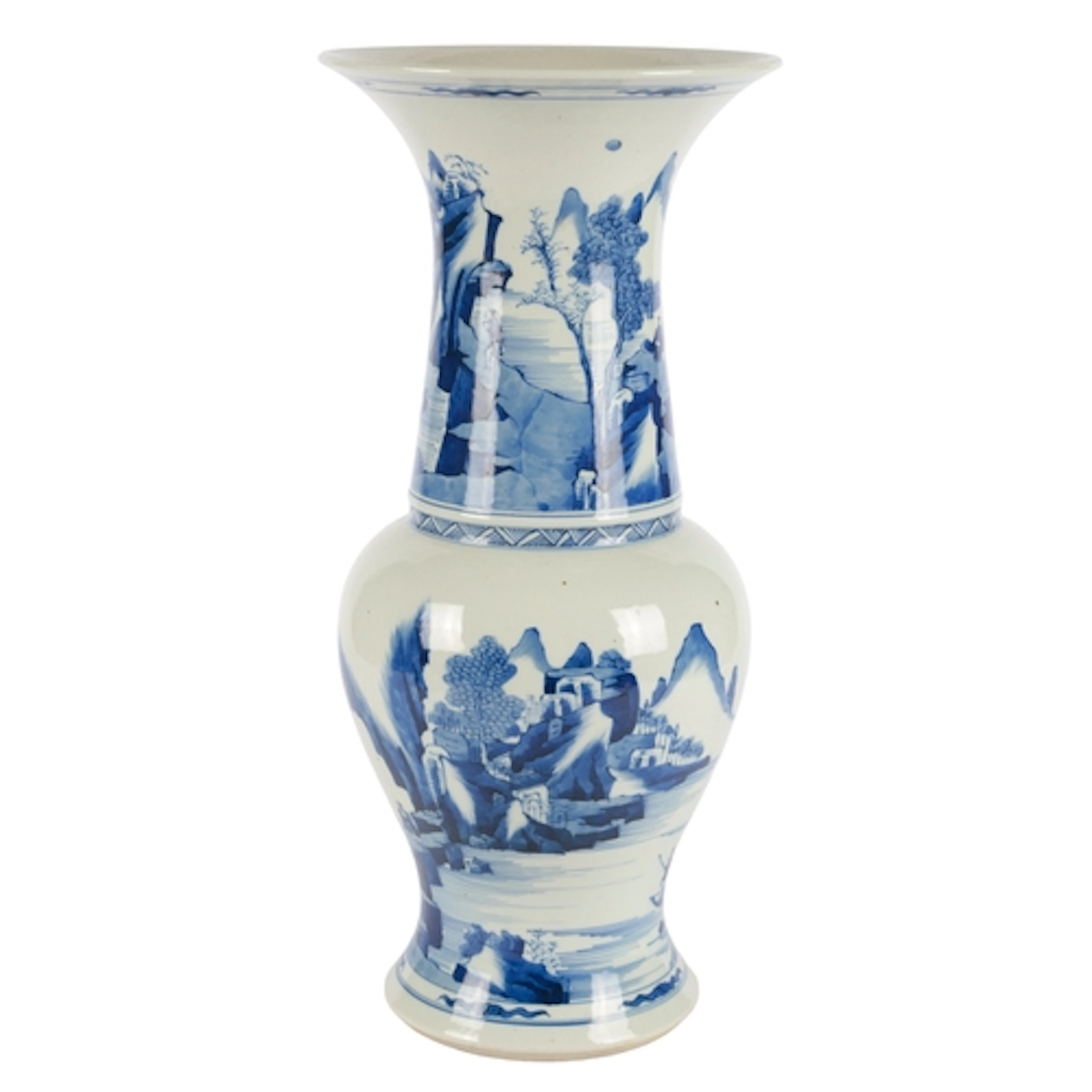 A Chinese blue and white yen-yen vase, possibly Kangxi perio...